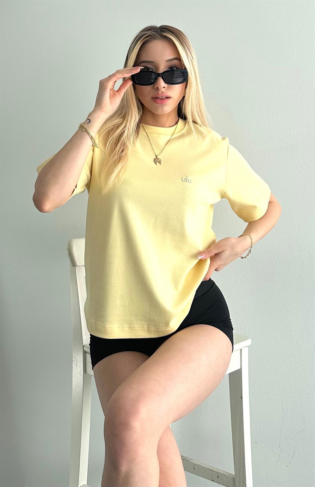 Alo Baskılı Tshırt SARI