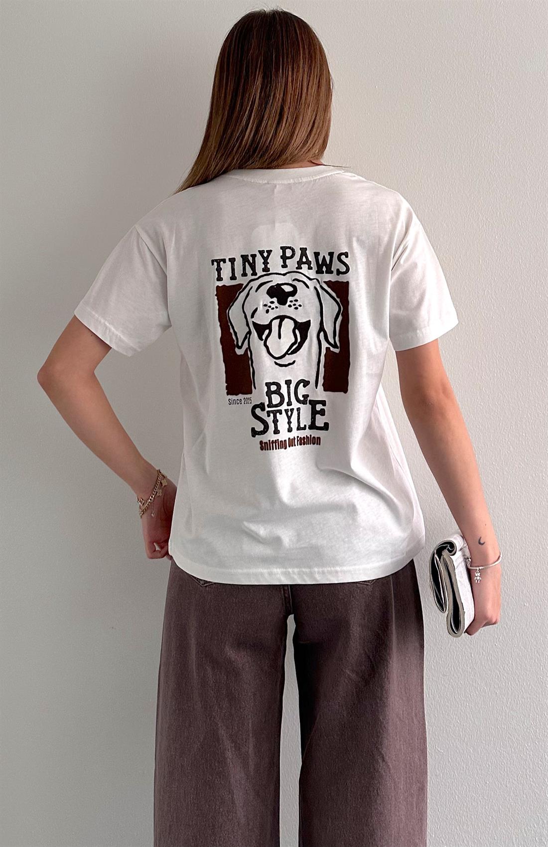 Baskı Detaylı Tshırt EKRU