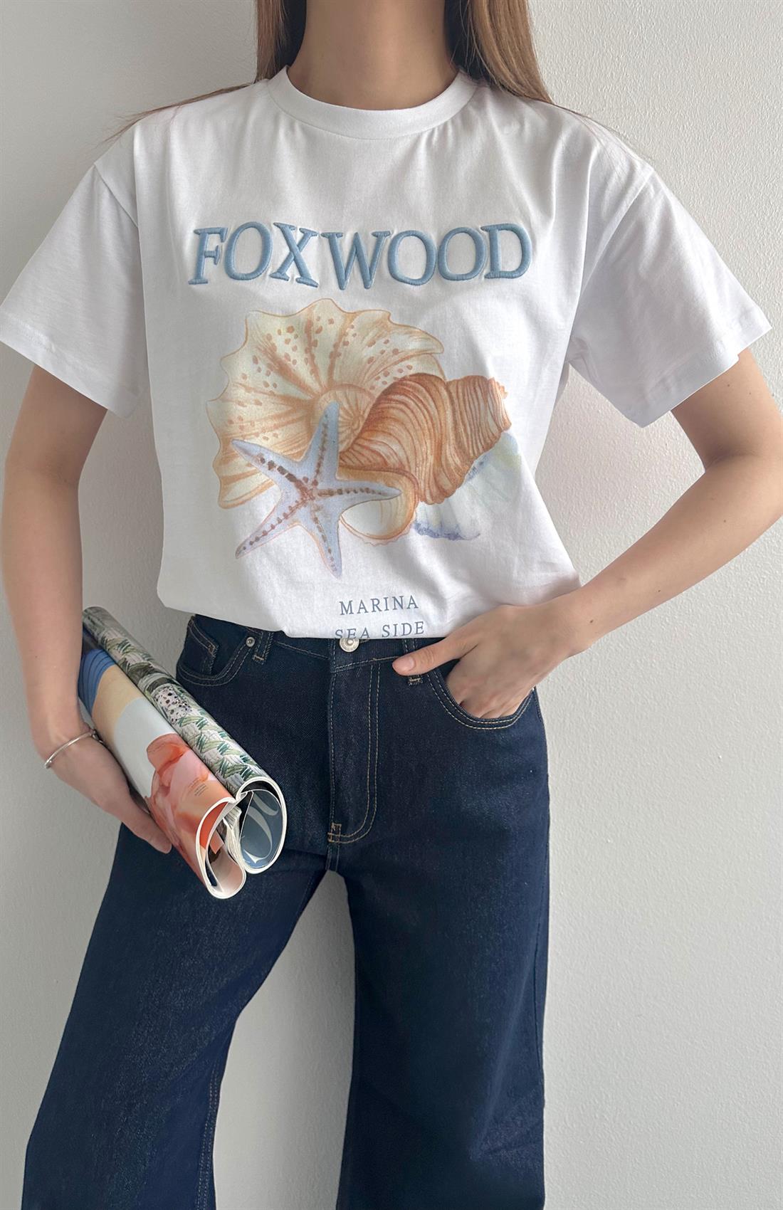 Baskı Ve Nakiş Detaylı Tshırt BEYAZ