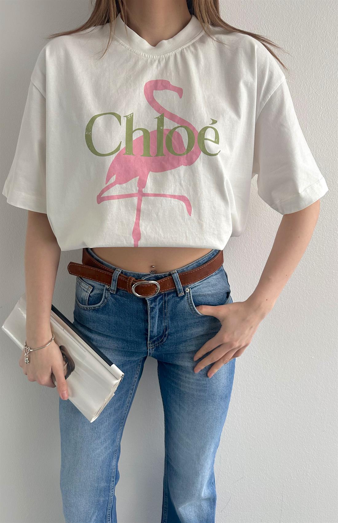 Baskılı Tshırt KREM