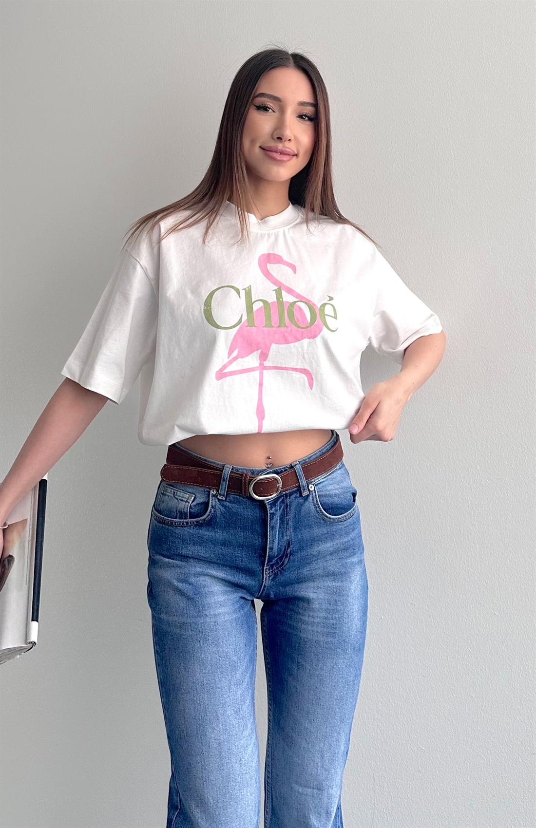 Baskılı Tshırt KREM