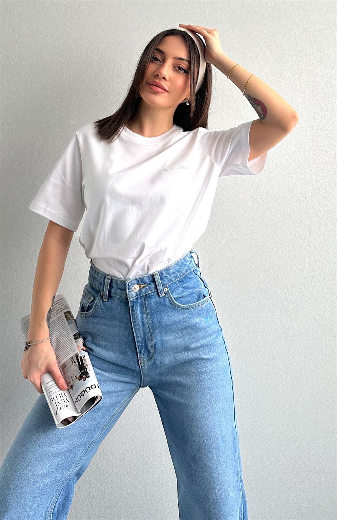 Bisiklet Yaka Tshırt EKRU