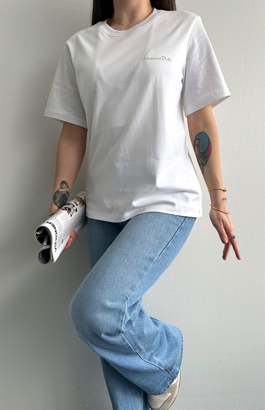 Bisiklet Yaka Tshırt EKRU