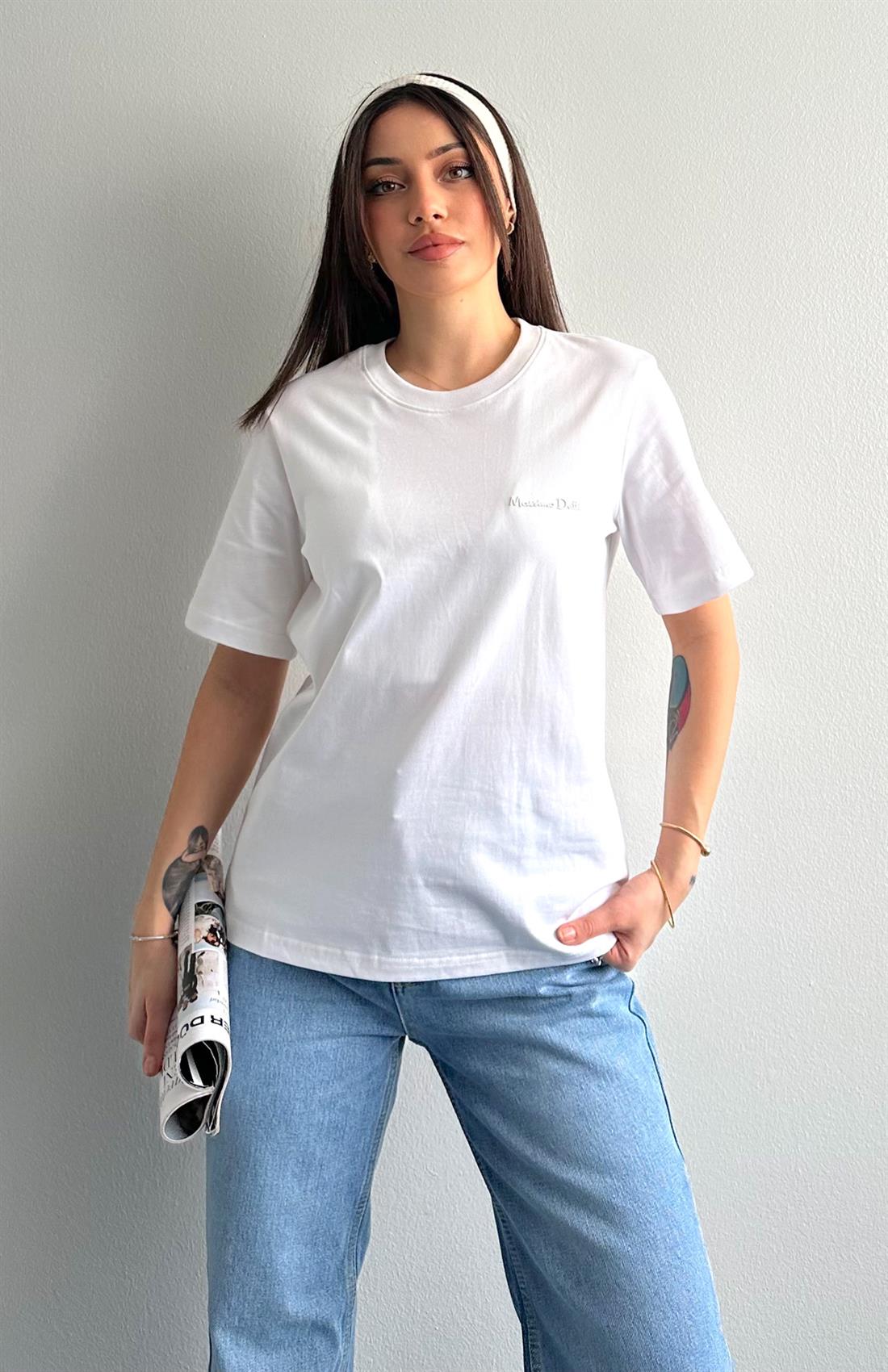 Bisiklet Yaka Tshırt EKRU