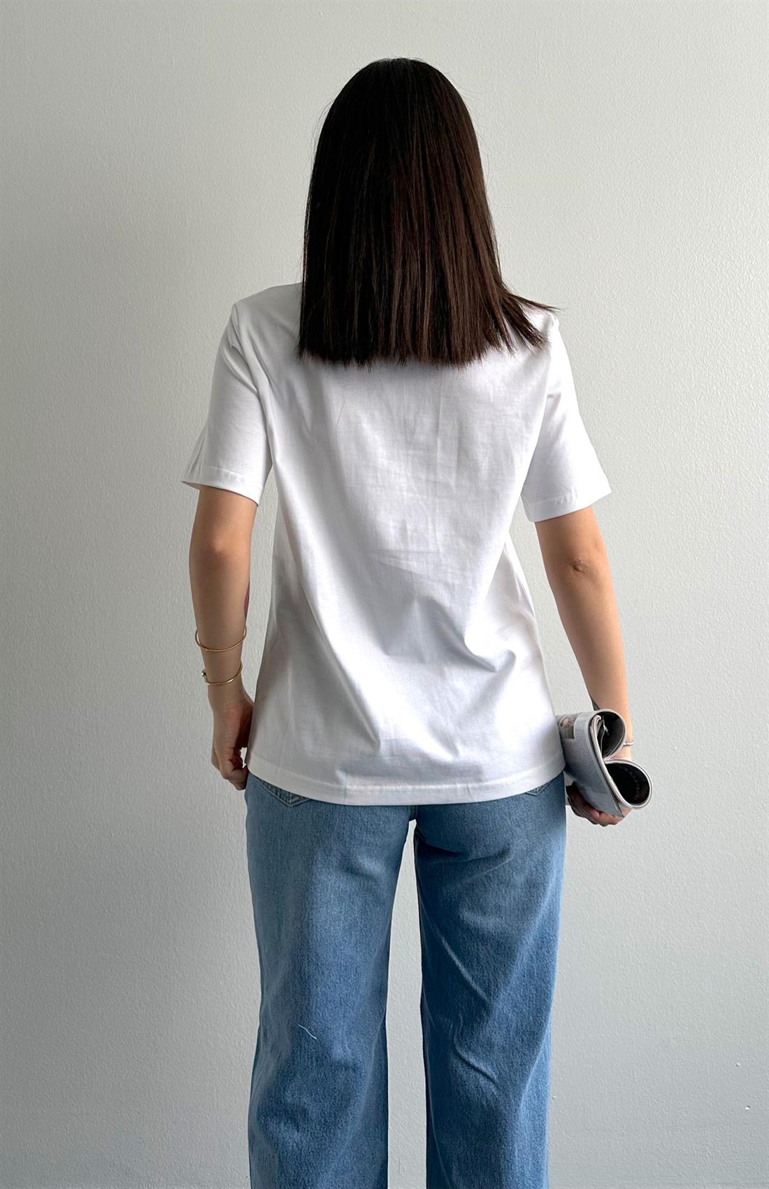 Bisiklet Yaka Tshırt EKRU