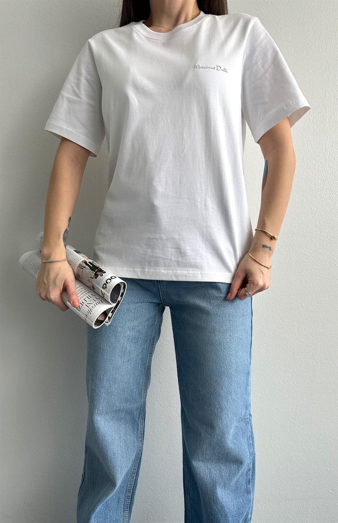 Bisiklet Yaka Tshırt EKRU