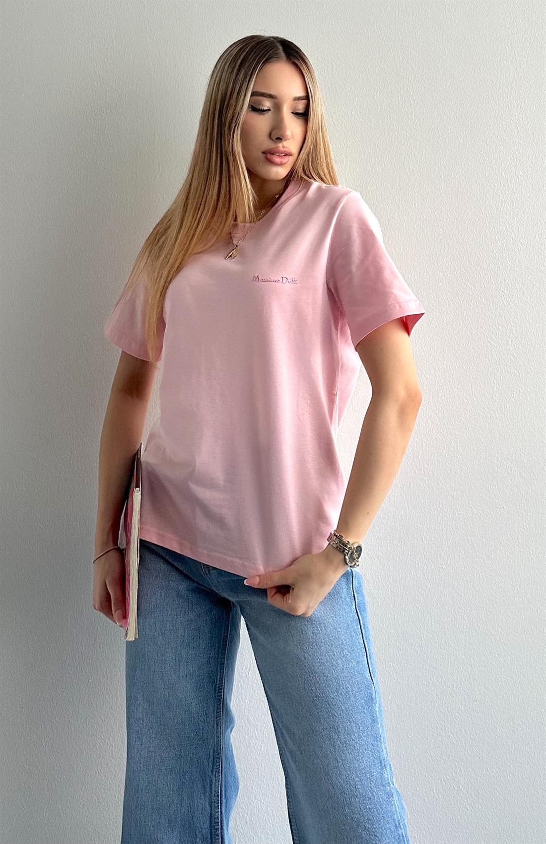 Bisiklet Yaka Tshırt PEMBE