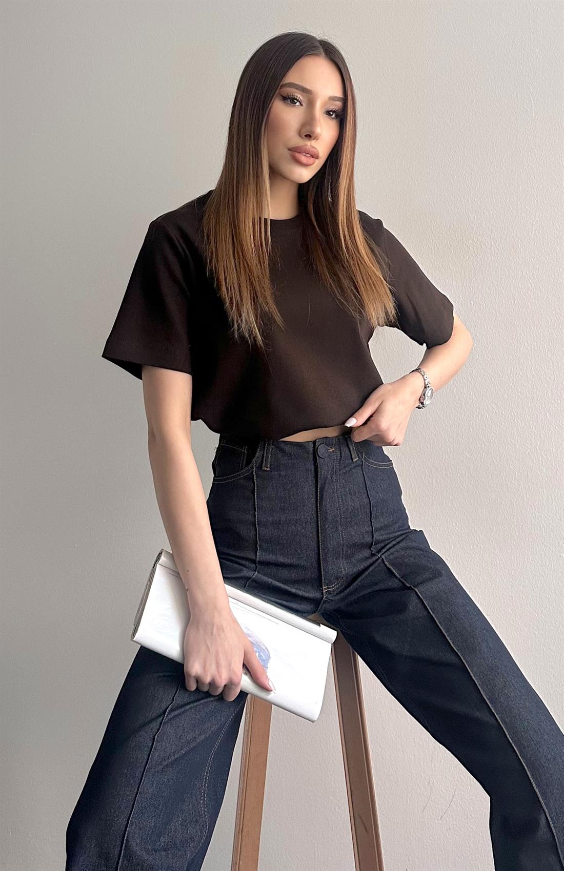 Cos Kısa Kol Tshırt KAHVERENGİ