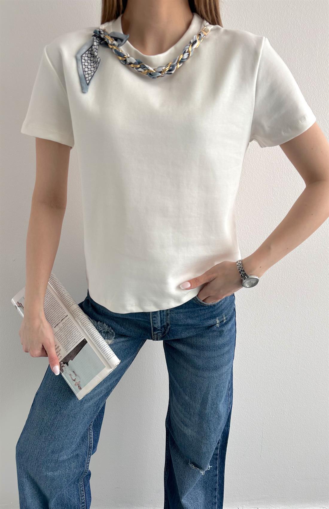 Kolyeli Tshırt EKRU