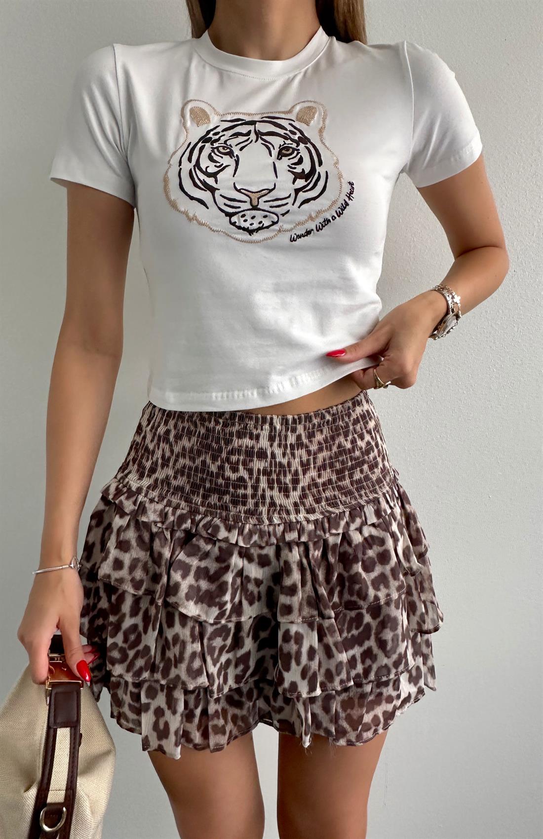 Nakiş Detaylı Tshırt EKRU