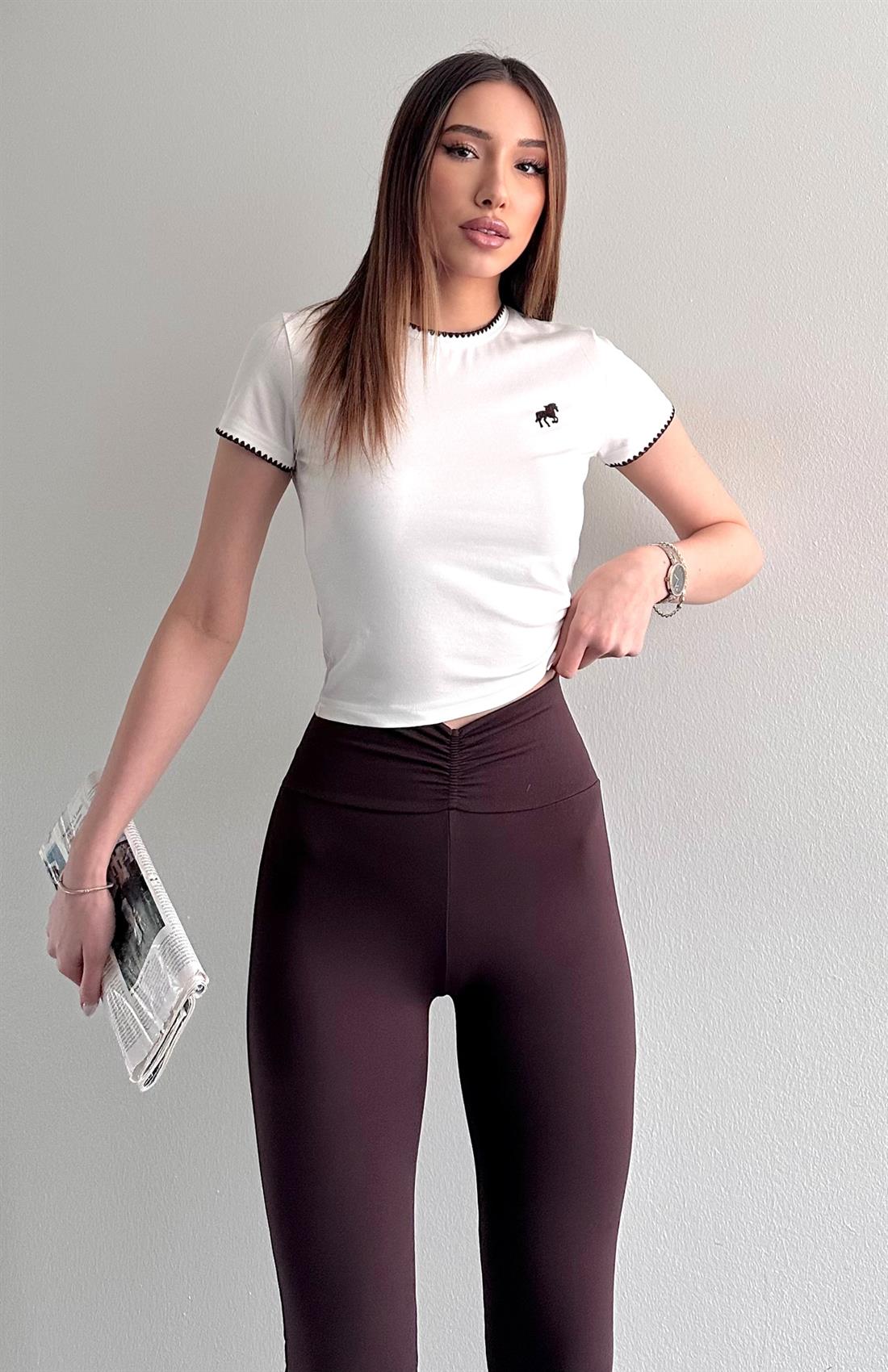 Nakiş Detaylı Tshırt EKRU