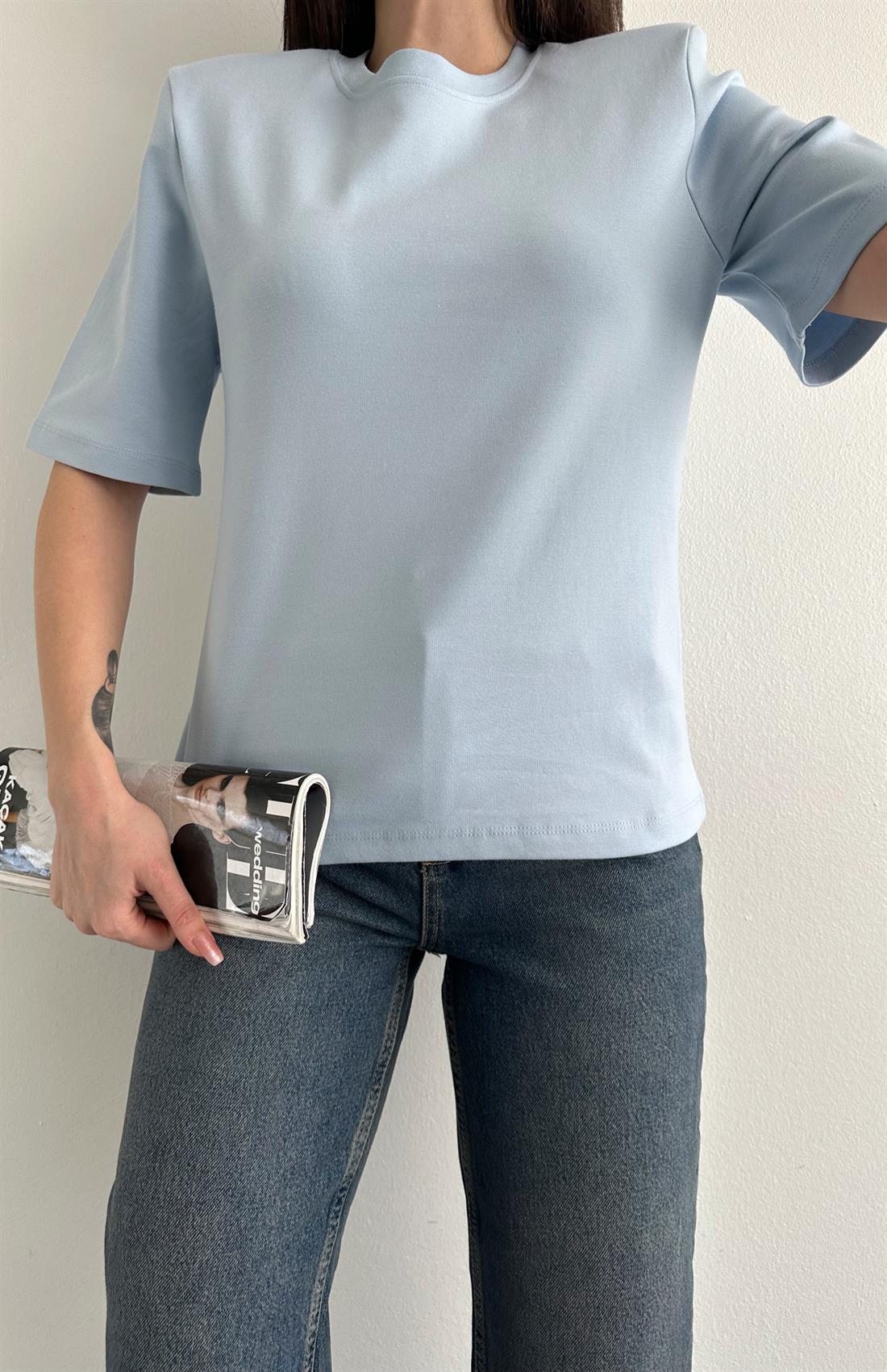 Vatkalı Kısa Kol Tshırt B.MAVİ