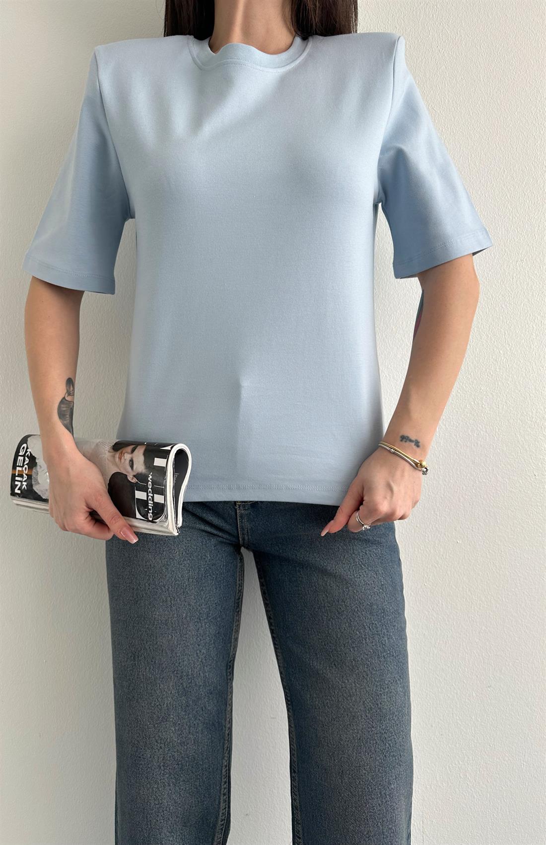 Vatkalı Kısa Kol Tshırt B.MAVİ