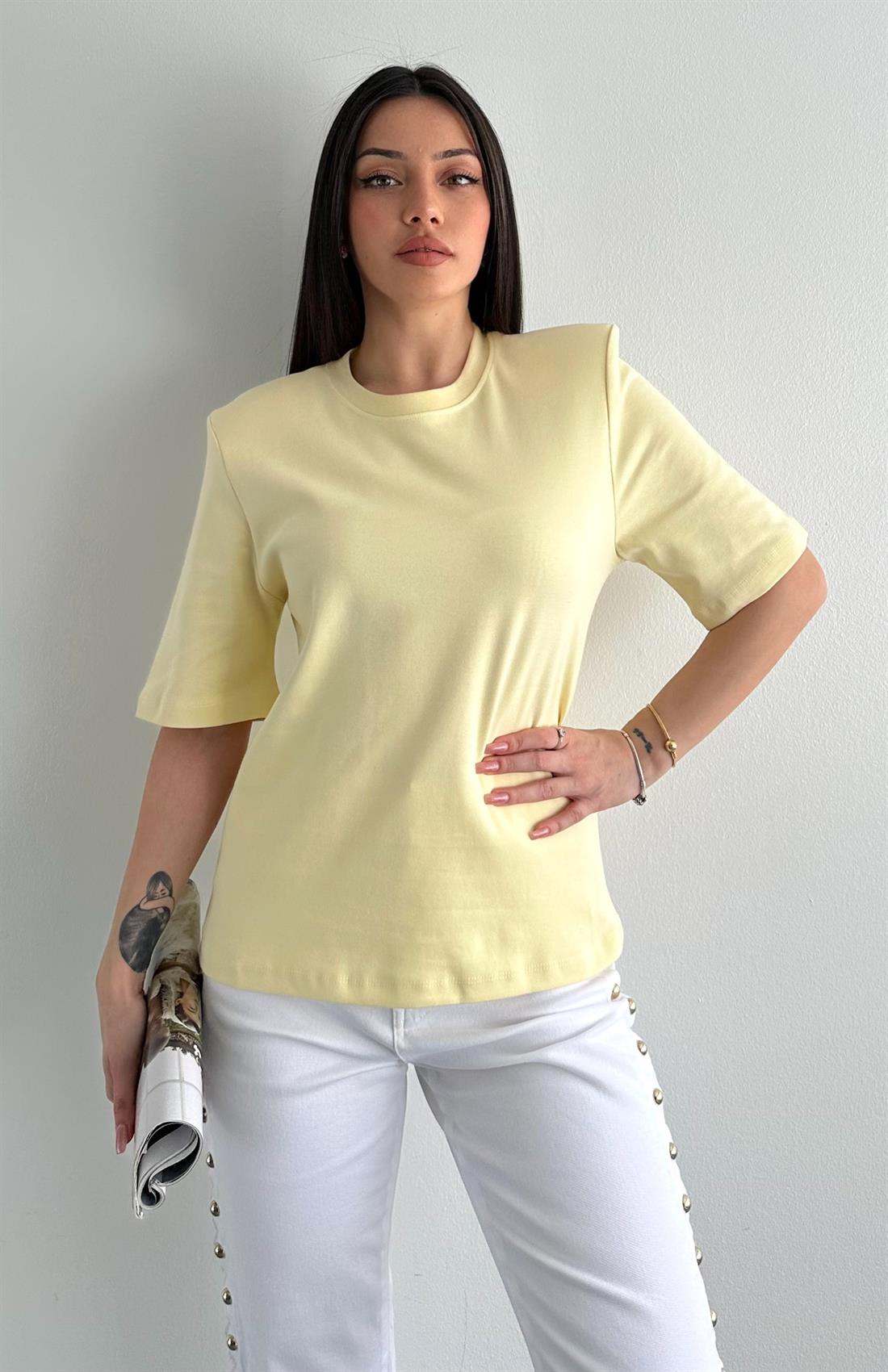 Vatkalı Kısa Kol Tshırt SARI