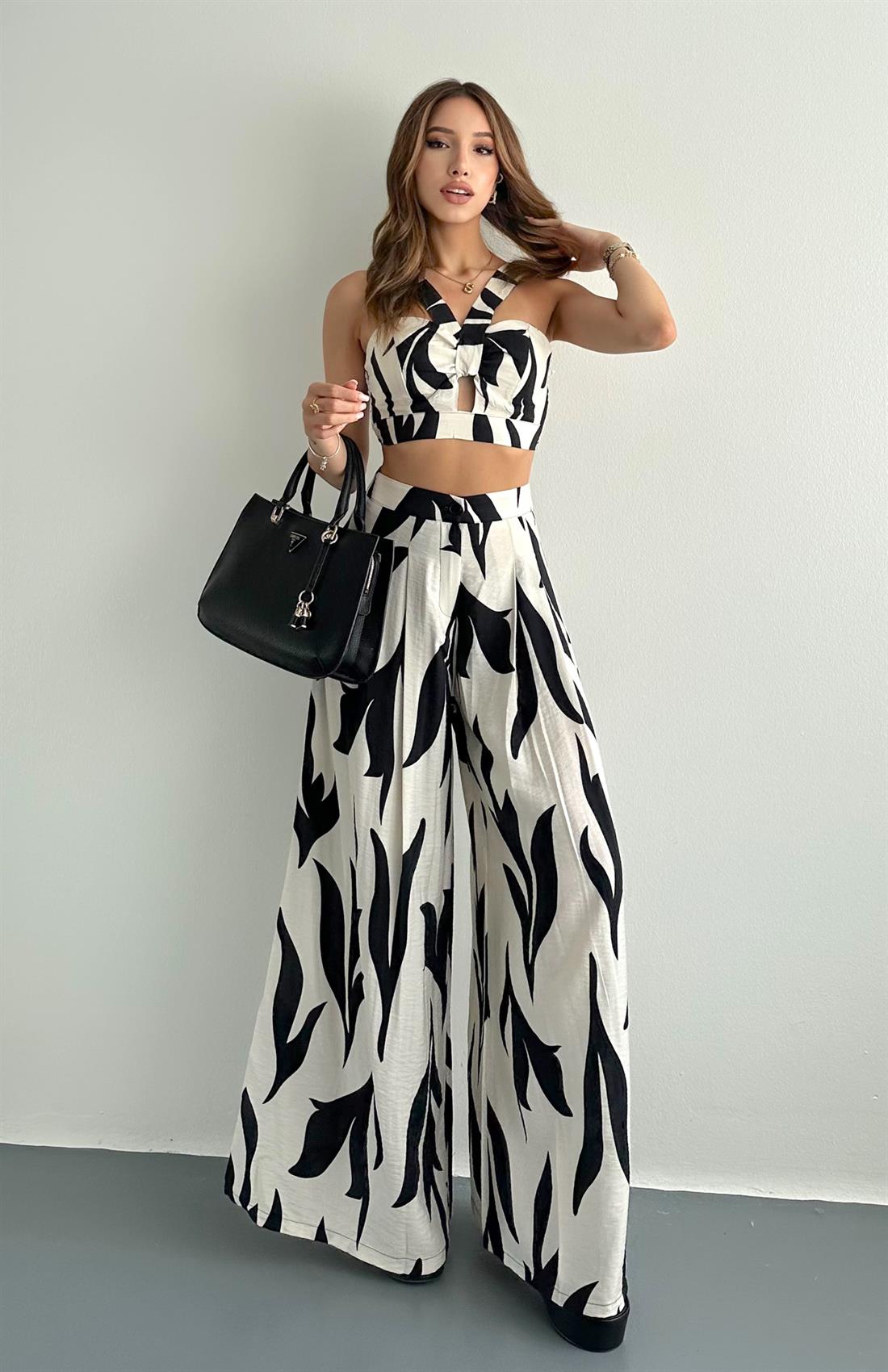 Atlet Pantolon Takım EKRU-SİYAH