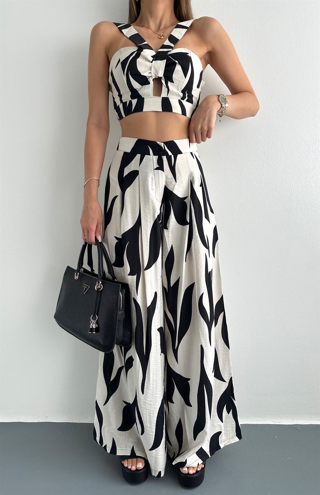 Atlet Pantolon Takım EKRU-SİYAH