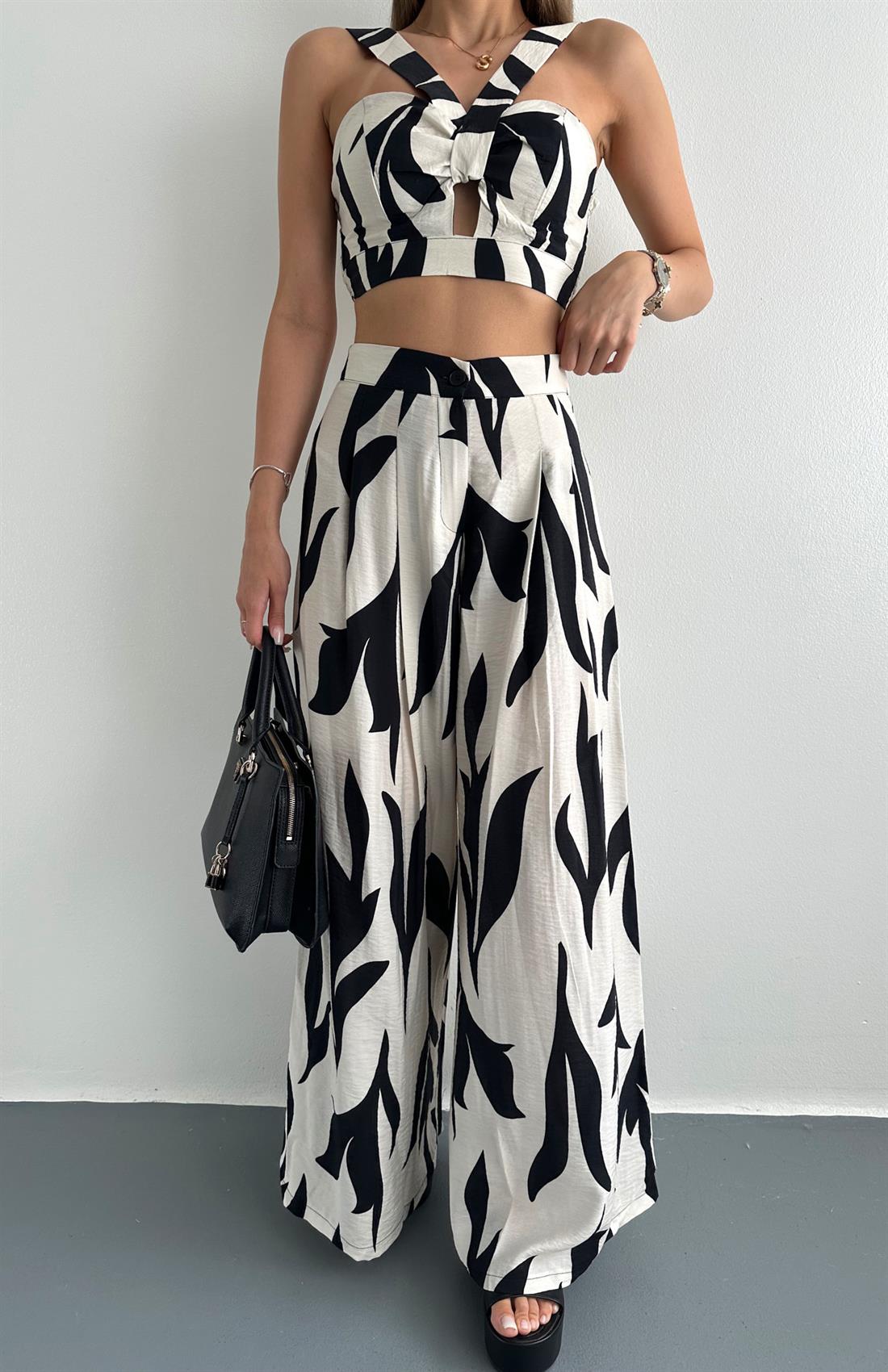 Atlet Pantolon Takım EKRU-SİYAH