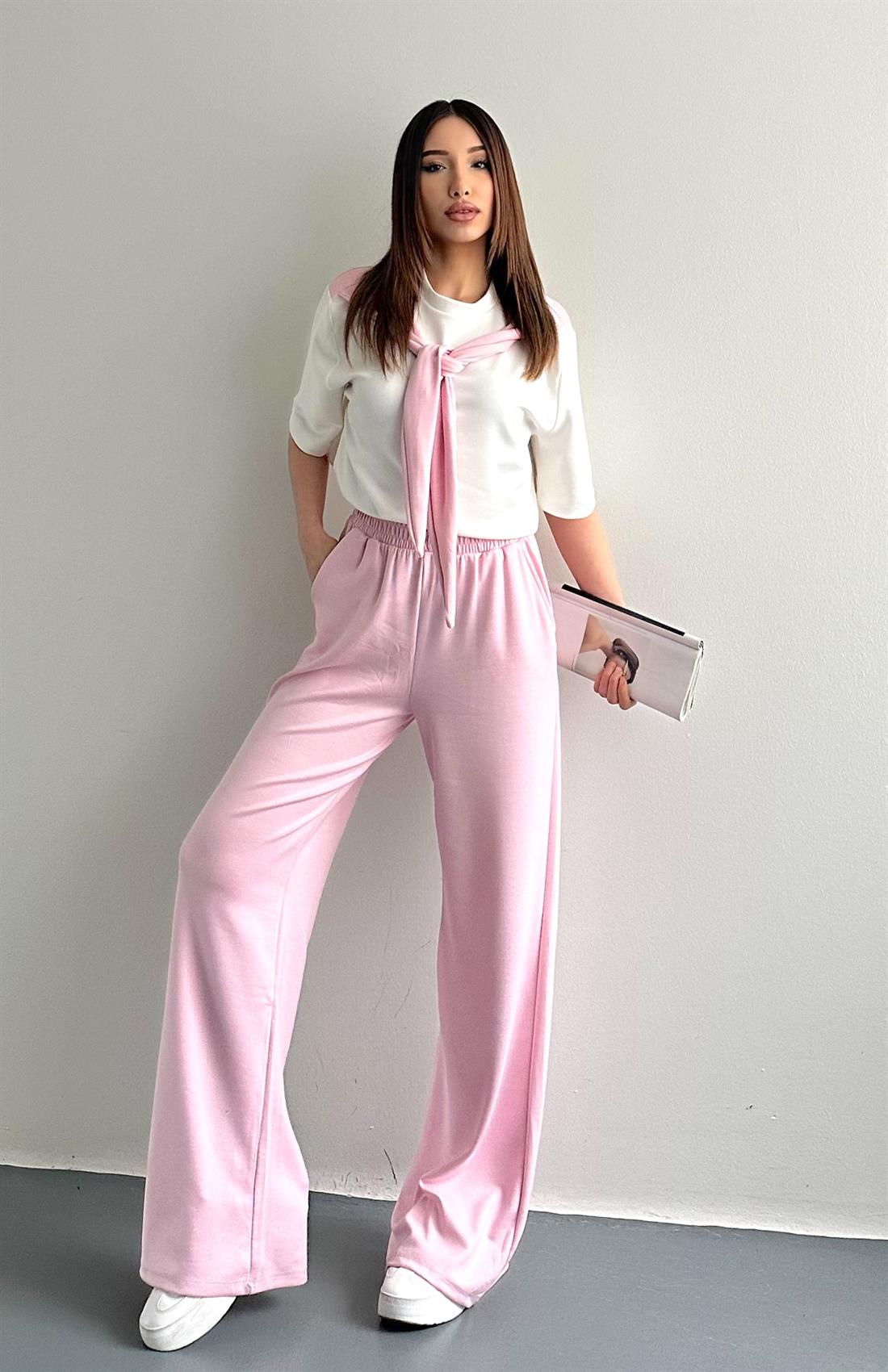 Fular Detaylı Takım PEMBE