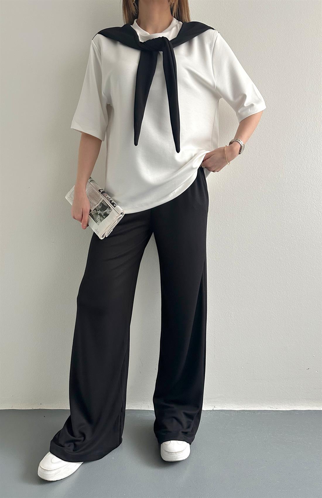 Fular Detaylı Takım SİYAH