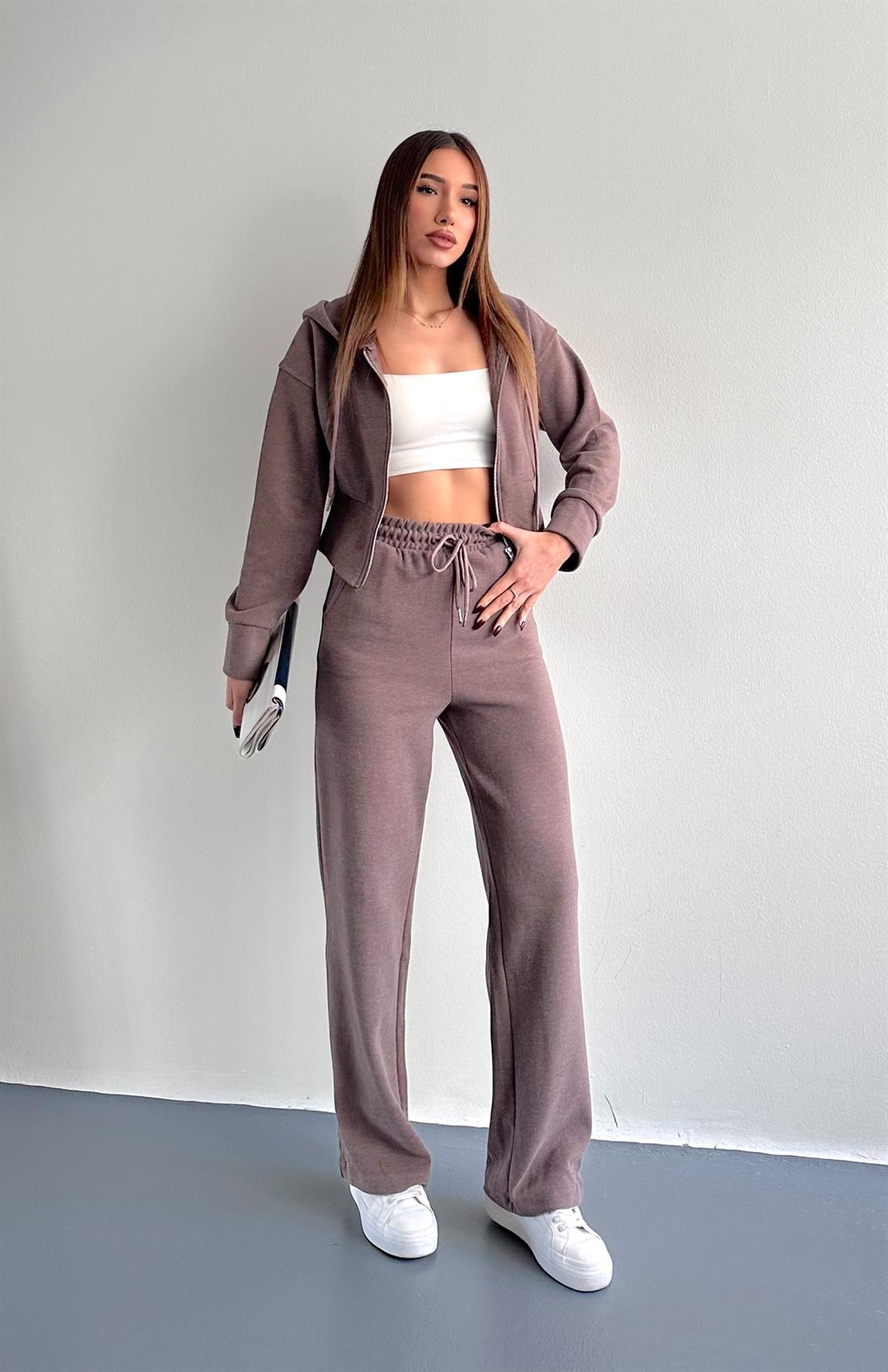 Kapşonlu Fermuarlı Selanik Takım VİZON