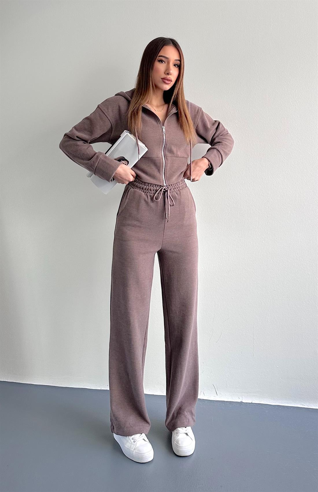 Kapşonlu Fermuarlı Selanik Takım VİZON