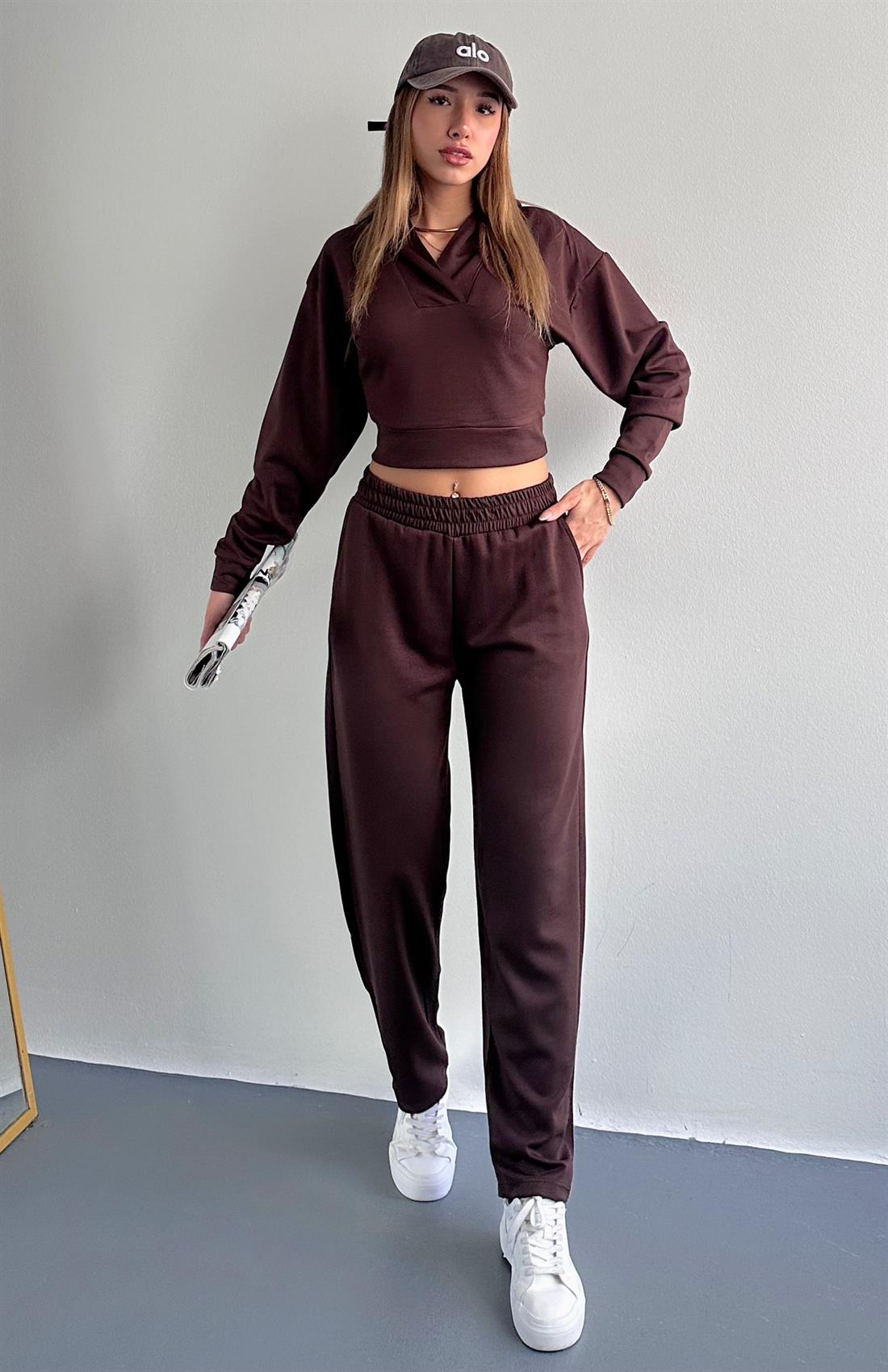 Kapşonlu Takım KAHVERENGİ