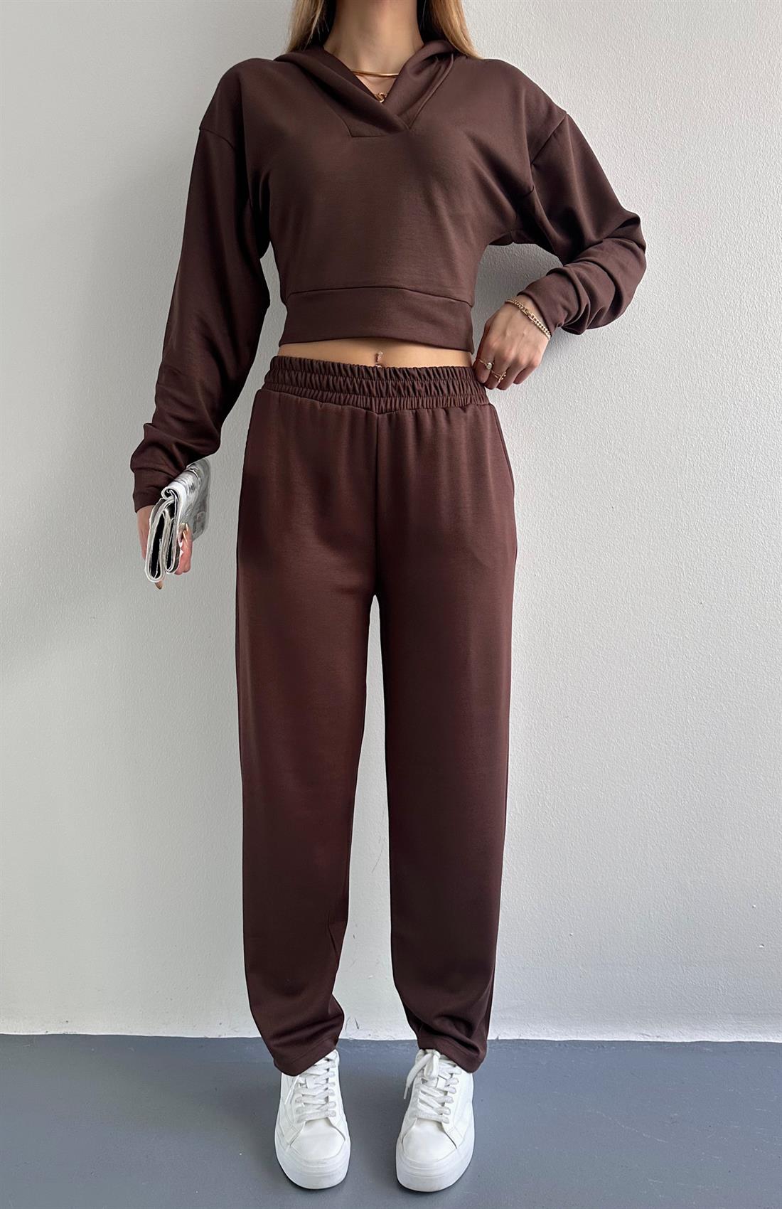 Kapşonlu Takım KAHVERENGİ