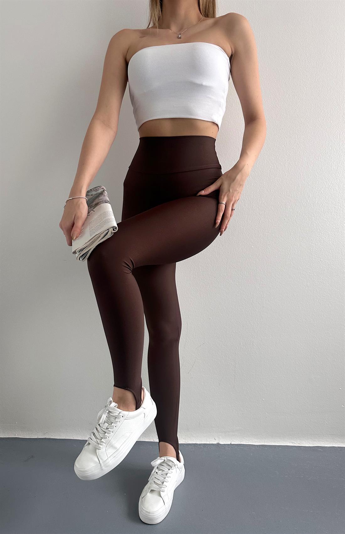 Ayak Geçirmeli Tayt KAHVERENGİ