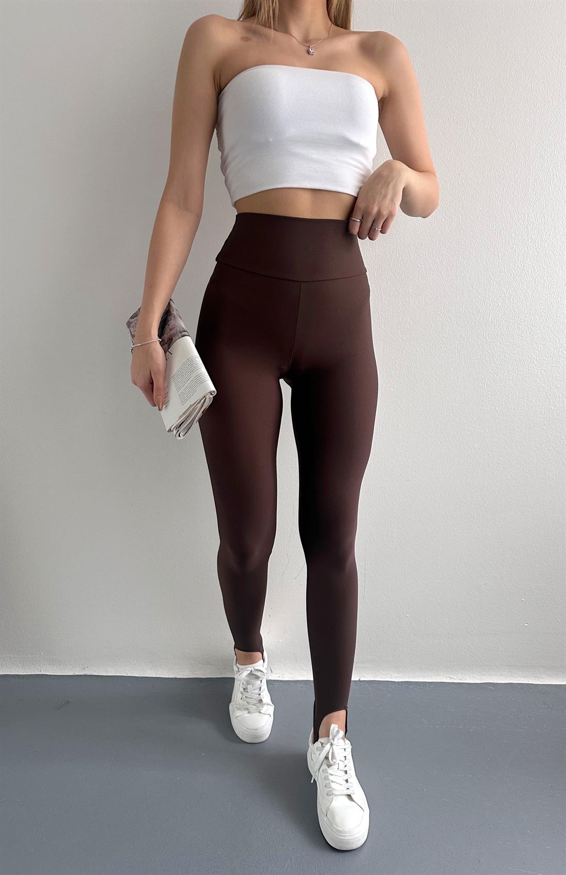 Ayak Geçirmeli Tayt KAHVERENGİ