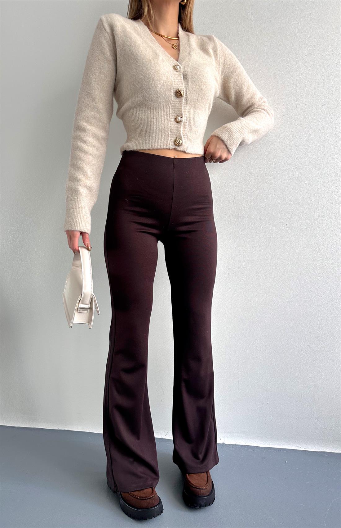 İspanyol Paça Tayt KAHVERENGİ