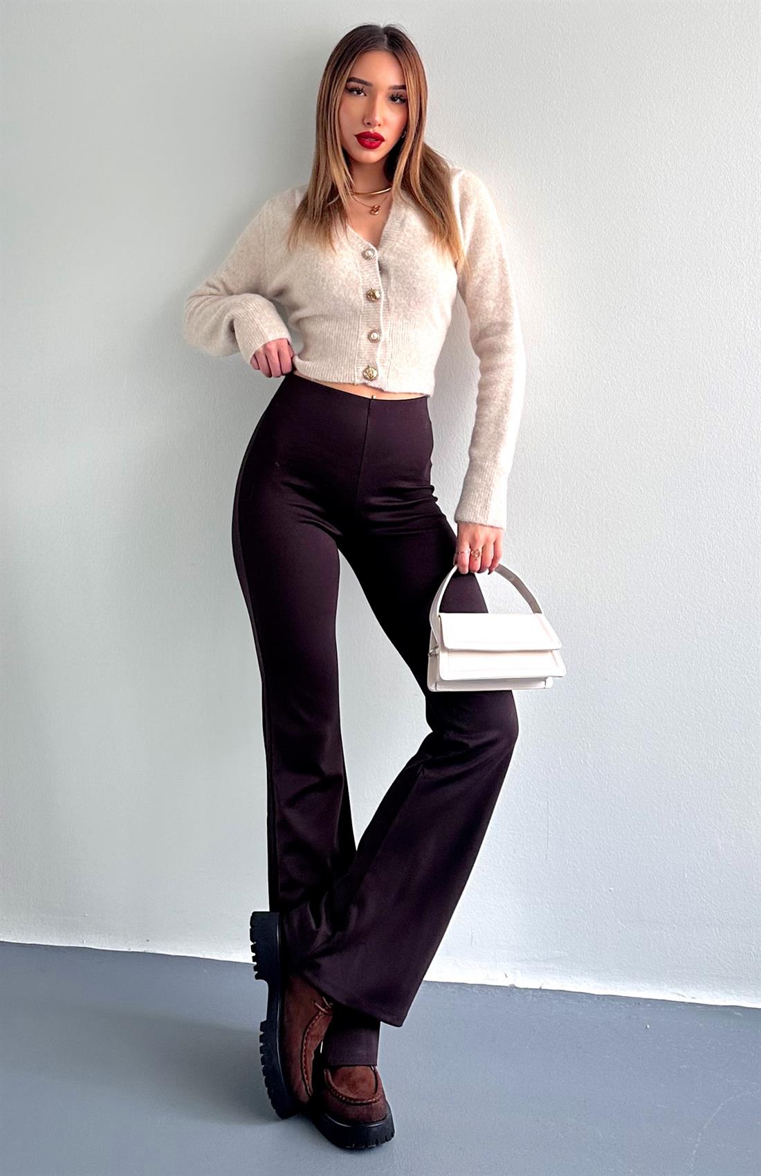 İspanyol Paça Tayt KAHVERENGİ