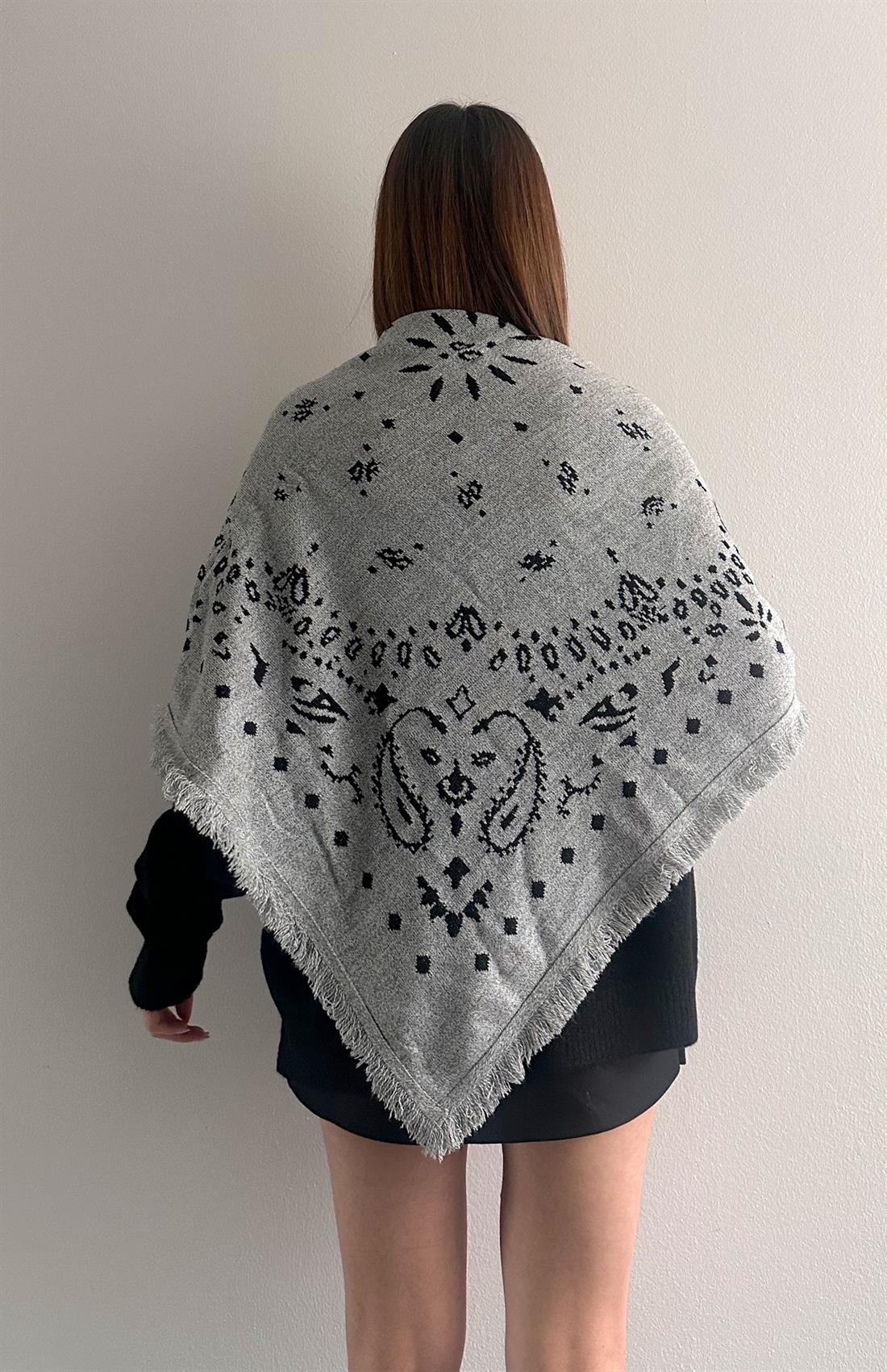 Desenli Kare Şal GRİ