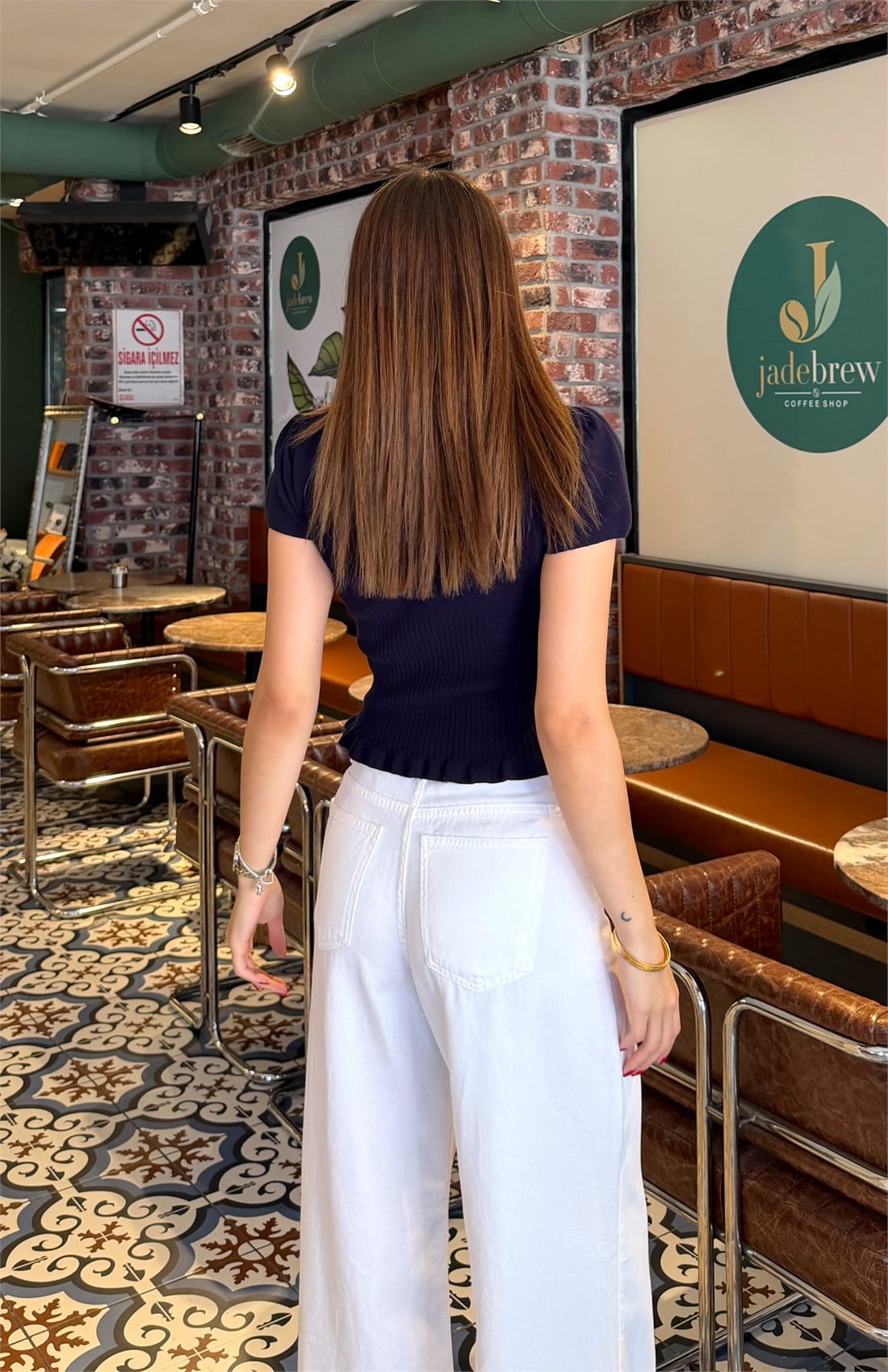Önü Ekose Detaylı Triko LACİVERT