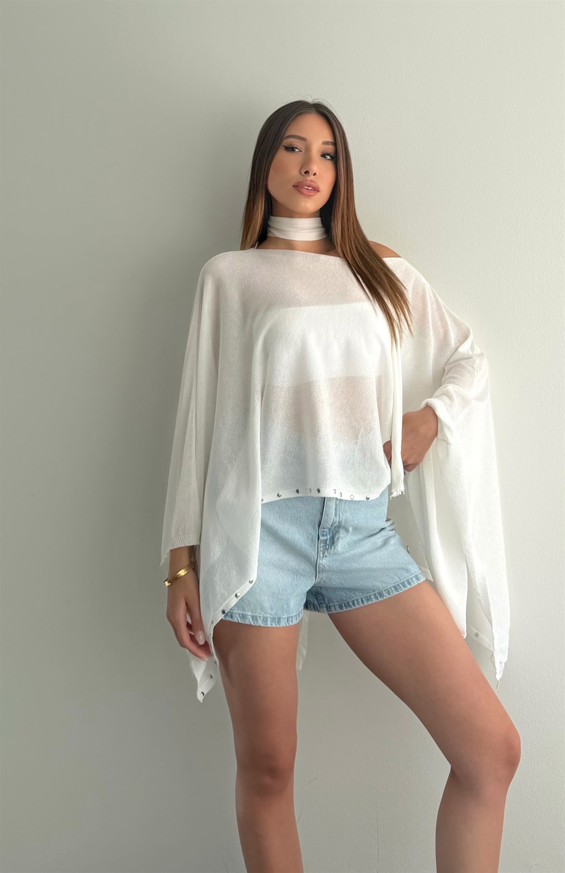 Transparan Triko Pelerin KEMİK