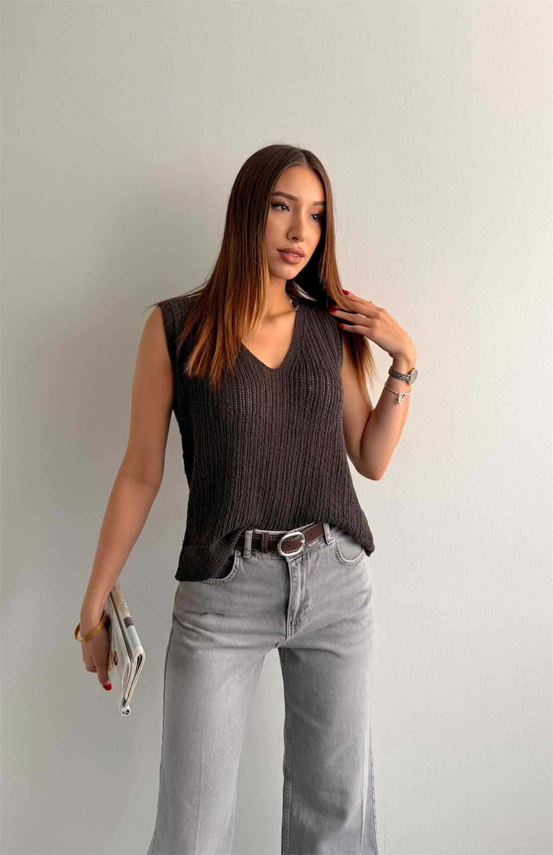 V Yaka Kolsuz Triko A.KAHVE