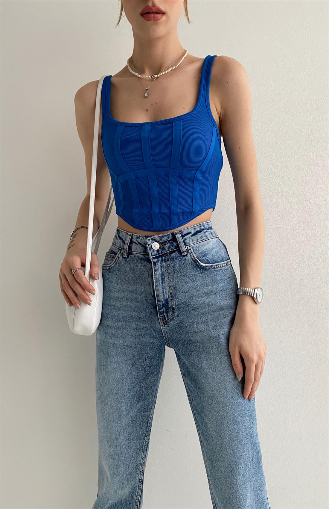 Arkası Fermuarlı Korse Top Atlet SAKS