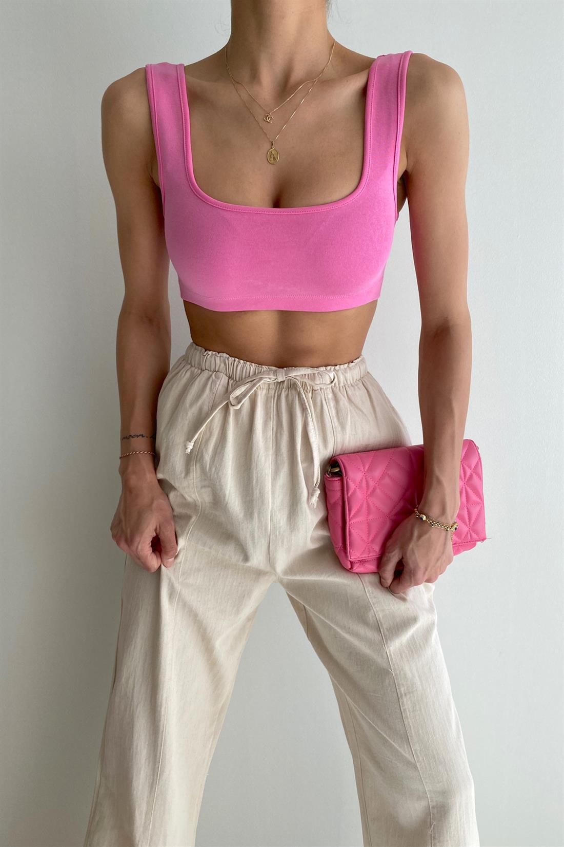 Crop Top Atlet ŞEKER PEMBE