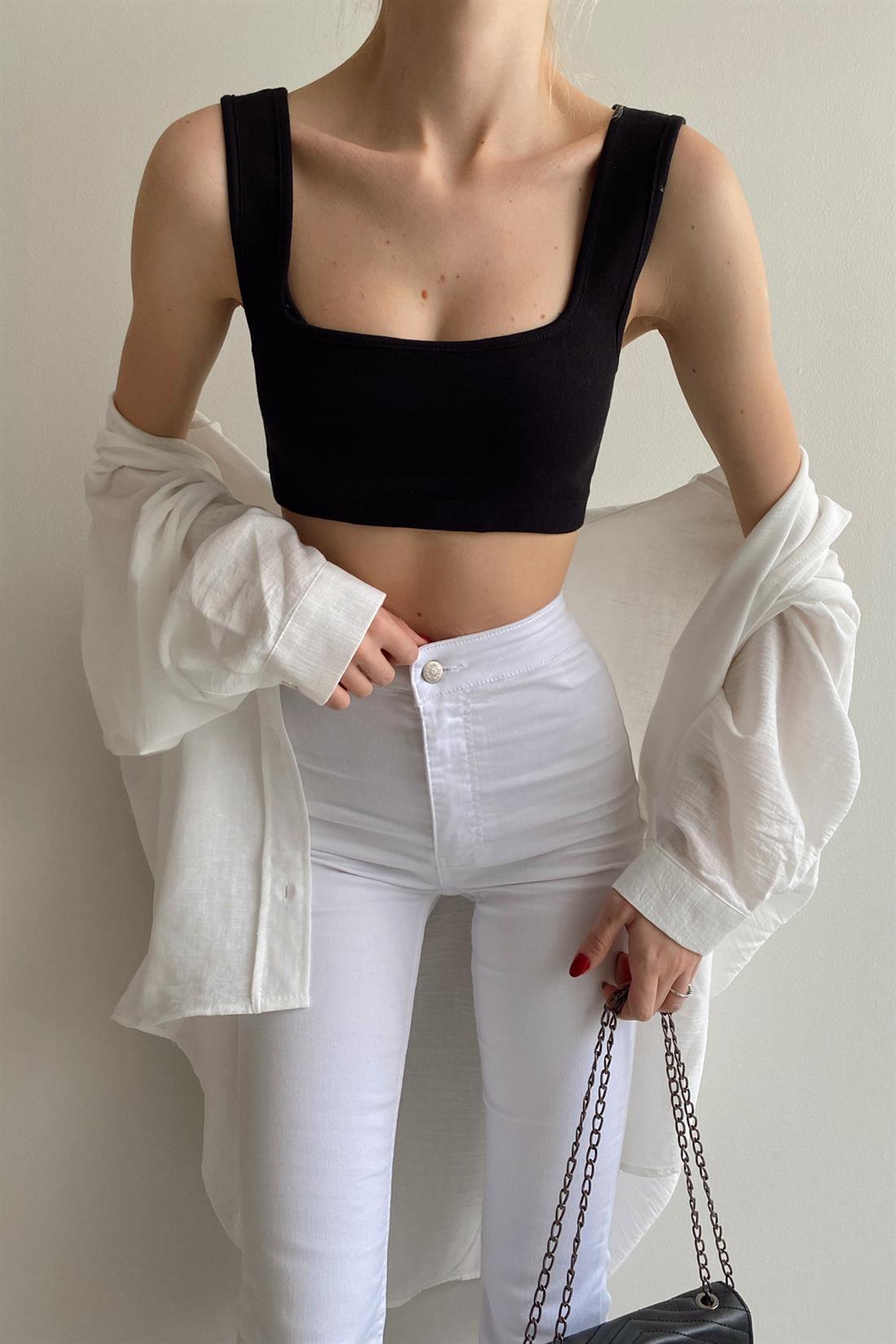 Crop Top Atlet SİYAH