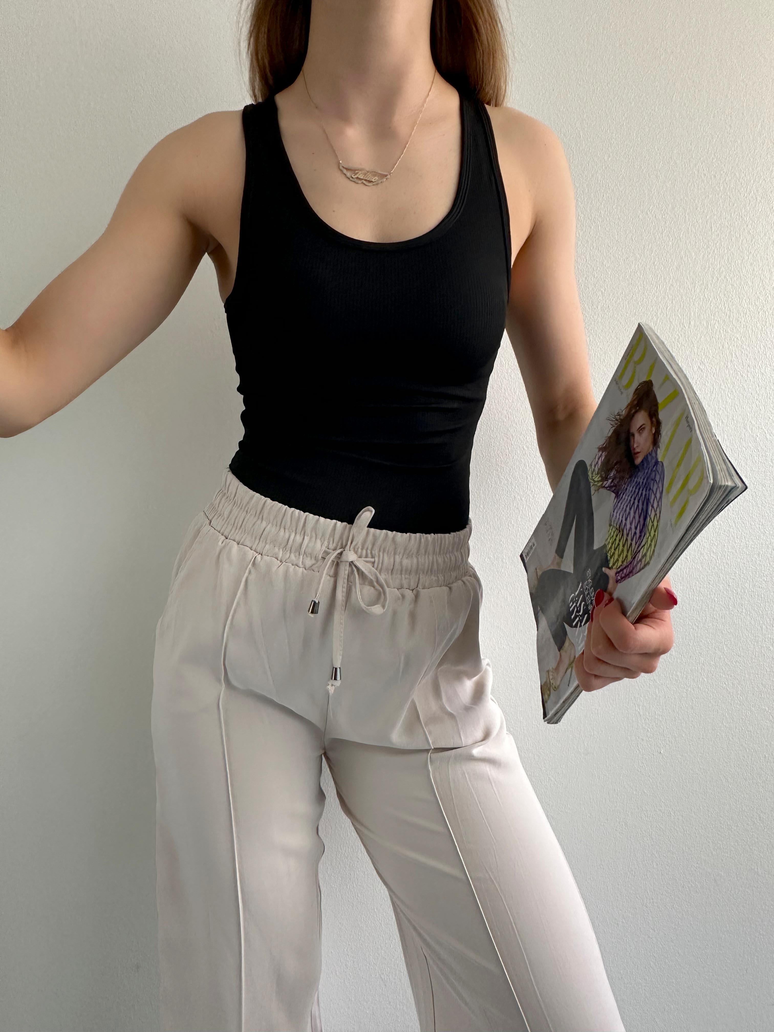İçi Kaplı Crop Atlet SİYAH