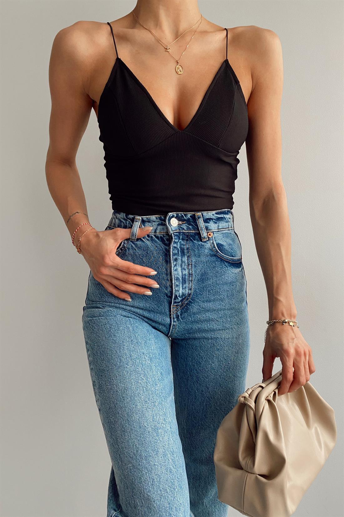 İp Crop Atlet SİYAH