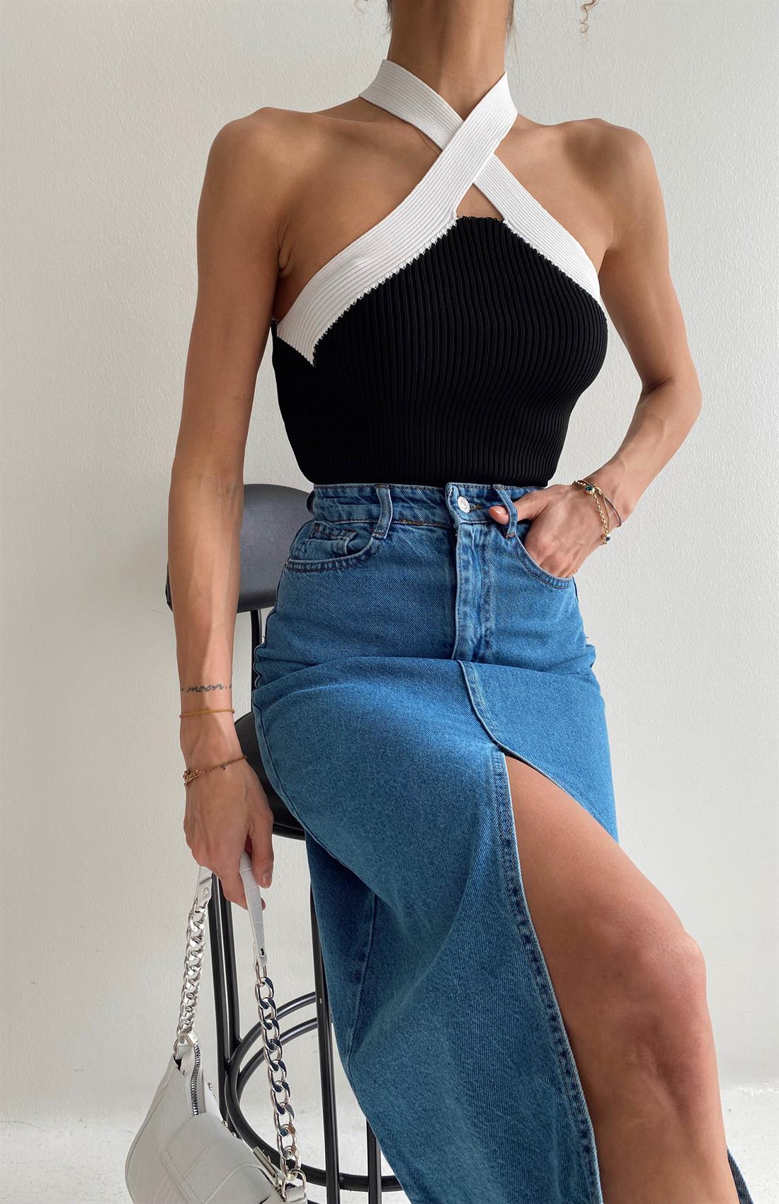 Renkli Çapraz Atlet SİYAH