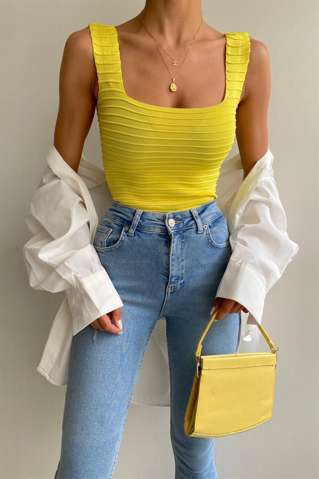 Şeritli Triko Atlet SARI