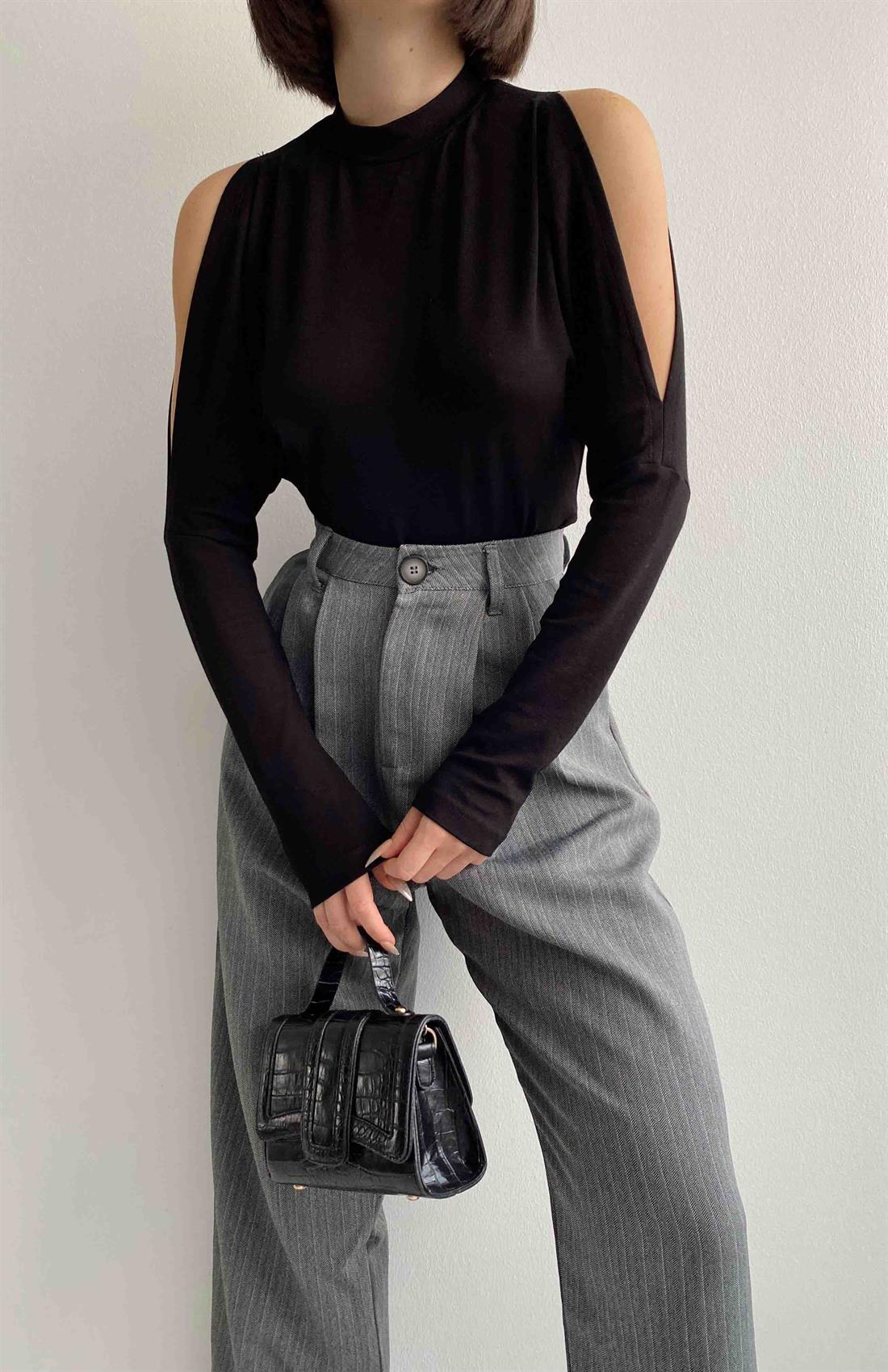 Bisiklet Yaka Bluz SİYAH