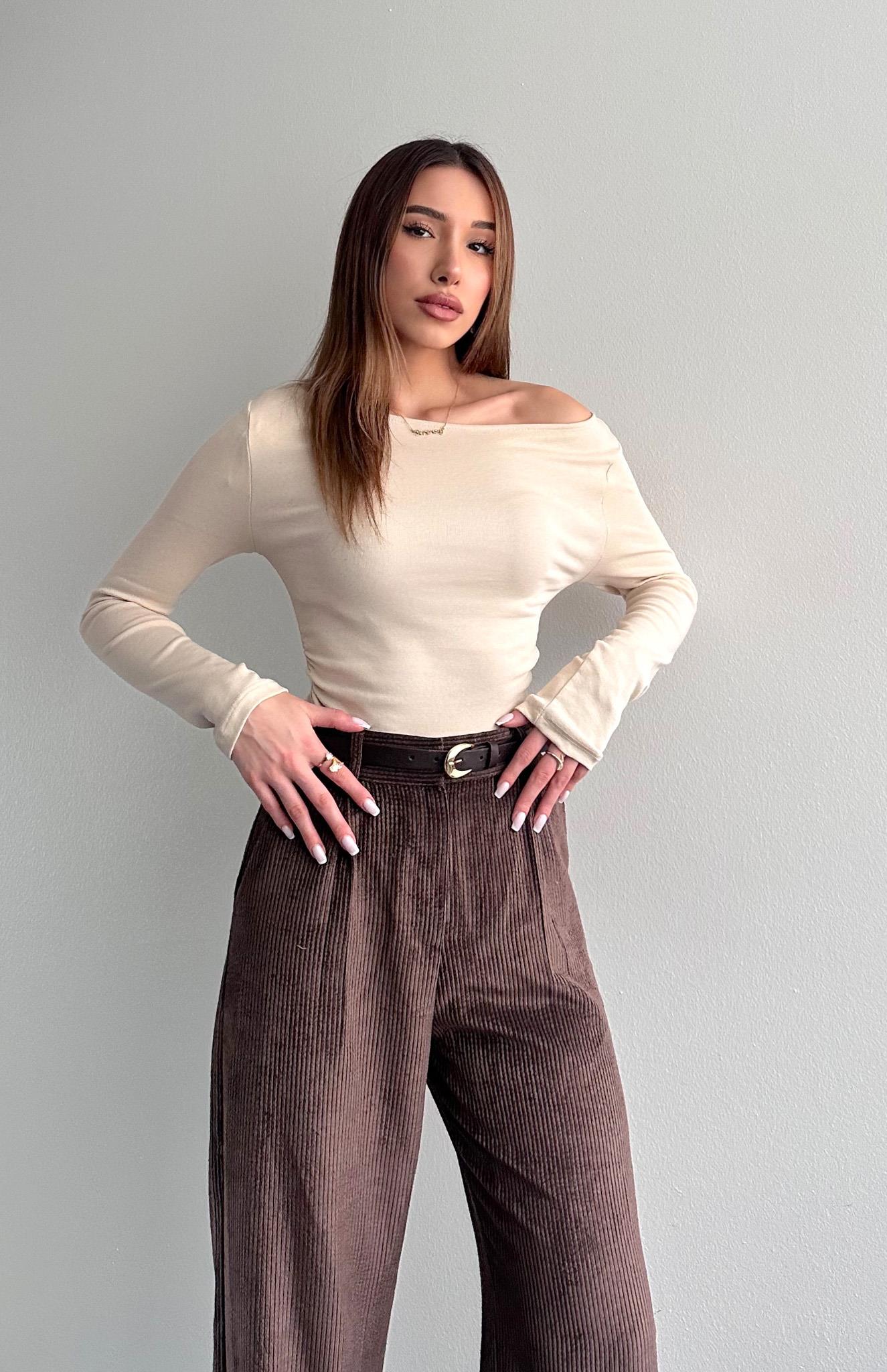 Büzgülü Kayık Yaka Bluz TAŞ