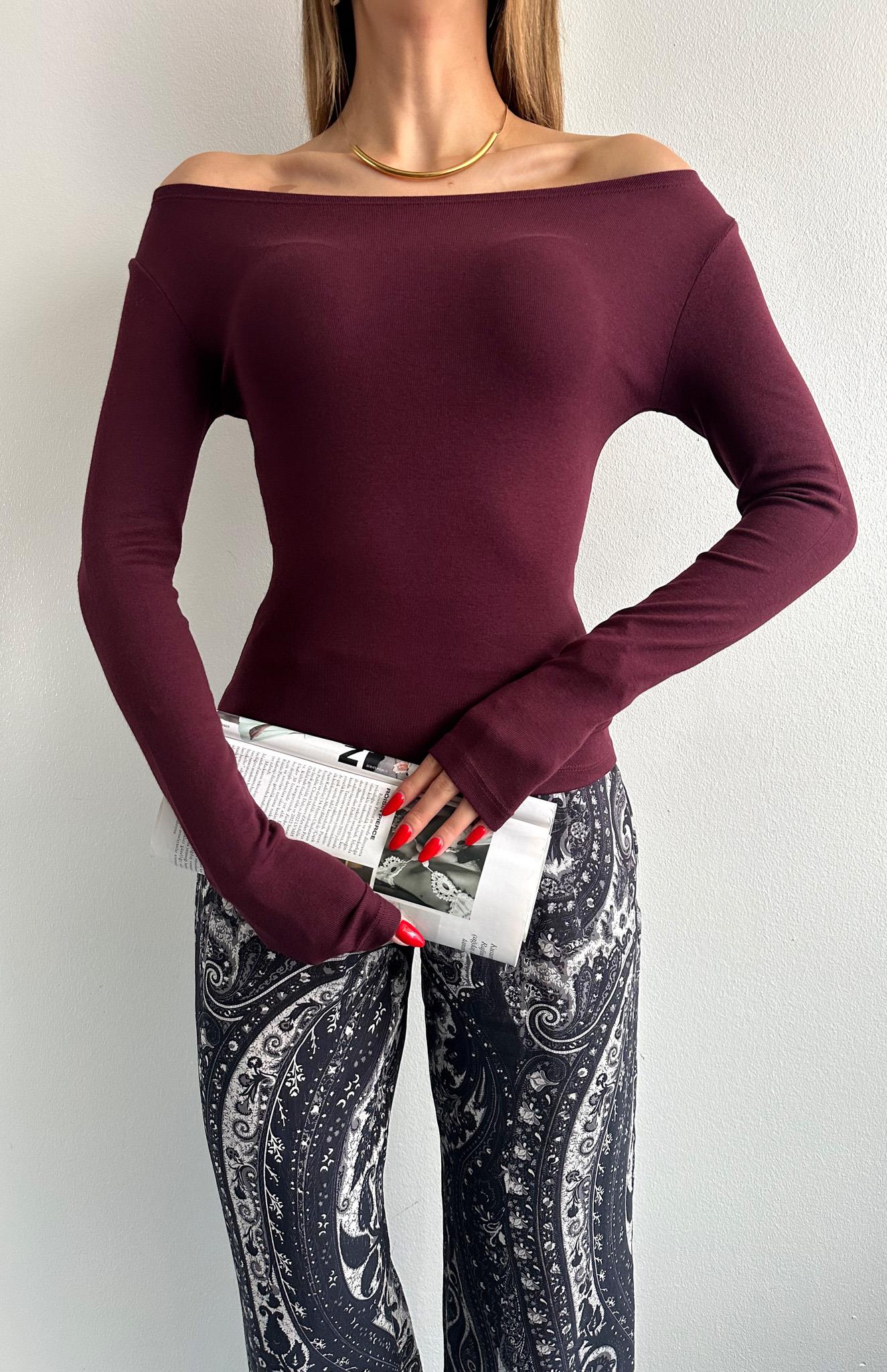 Kayık Yaka Bluz BORDO