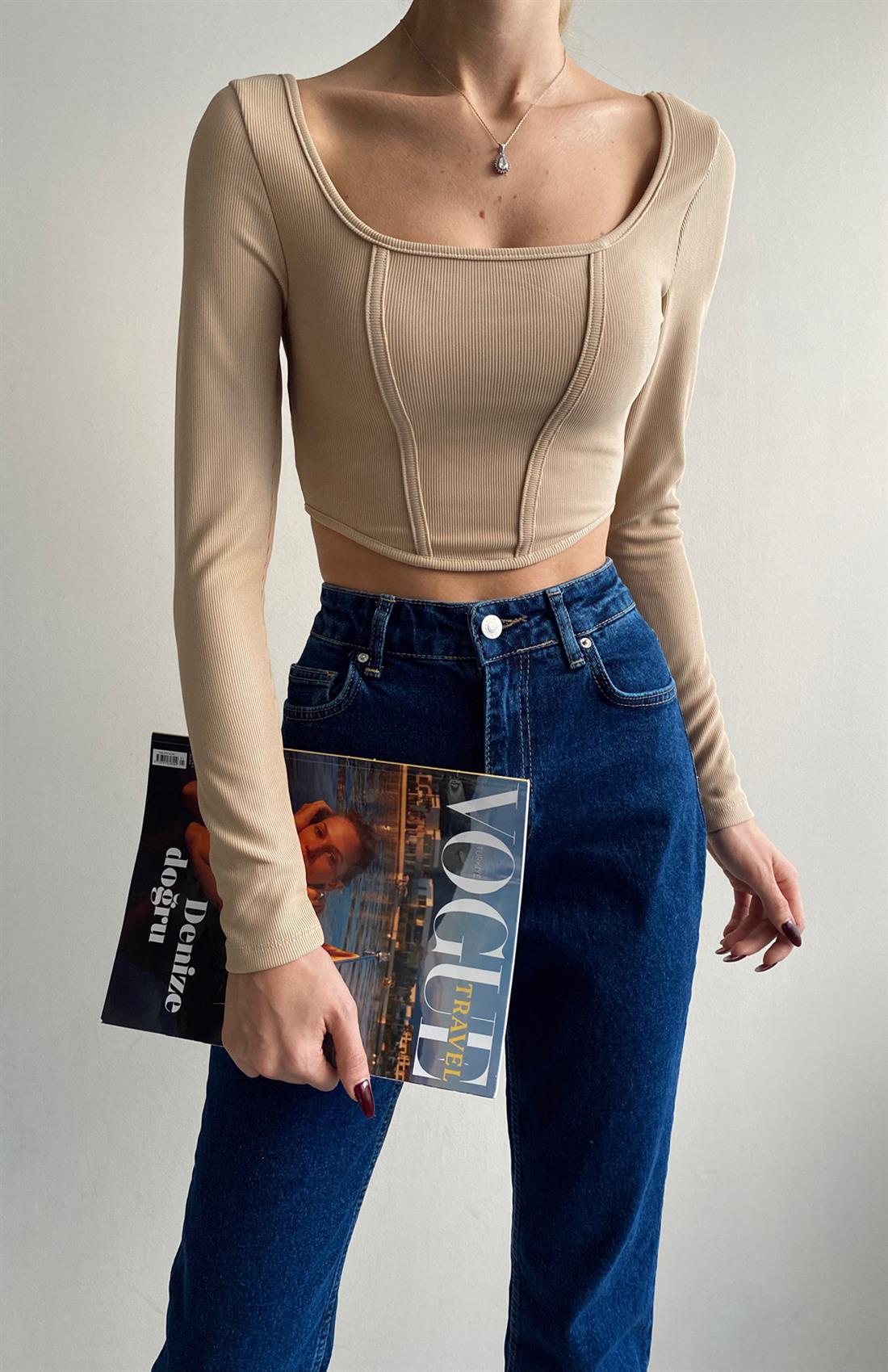 Korse Biyeli Bluz BEJ