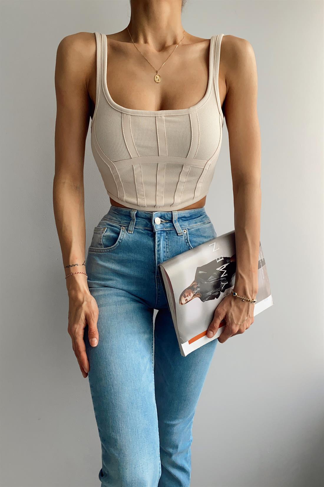 Korse Top Bluz BEJ