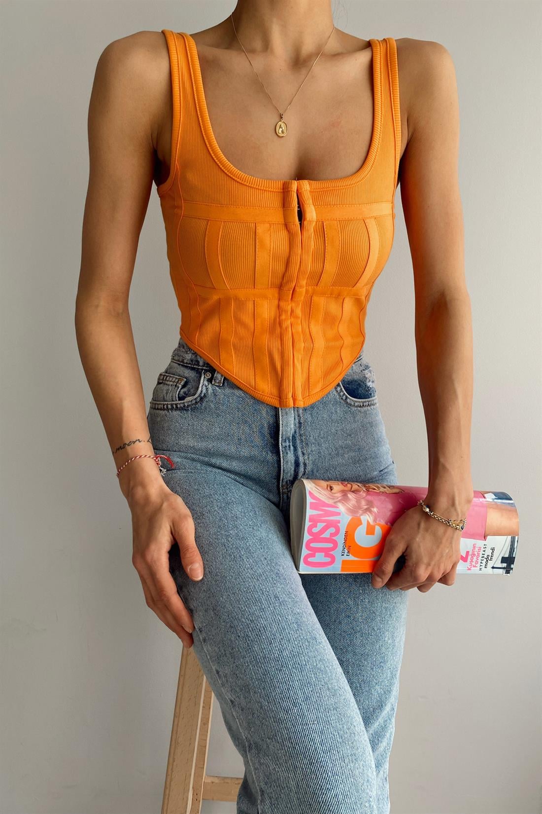 Korse Top Bluz ORANCE