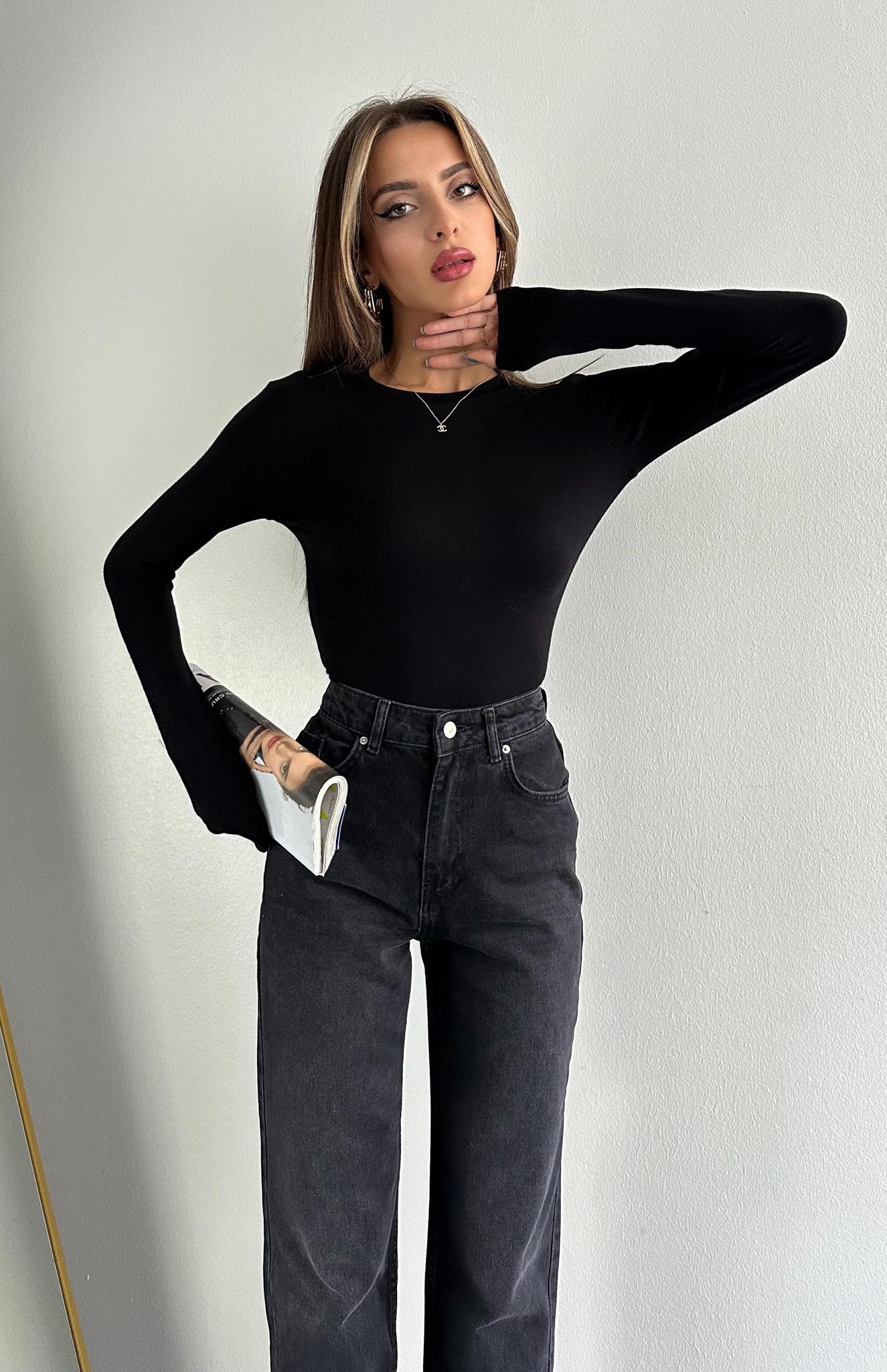 Rıbana Uzun Kollu Bluz SİYAH