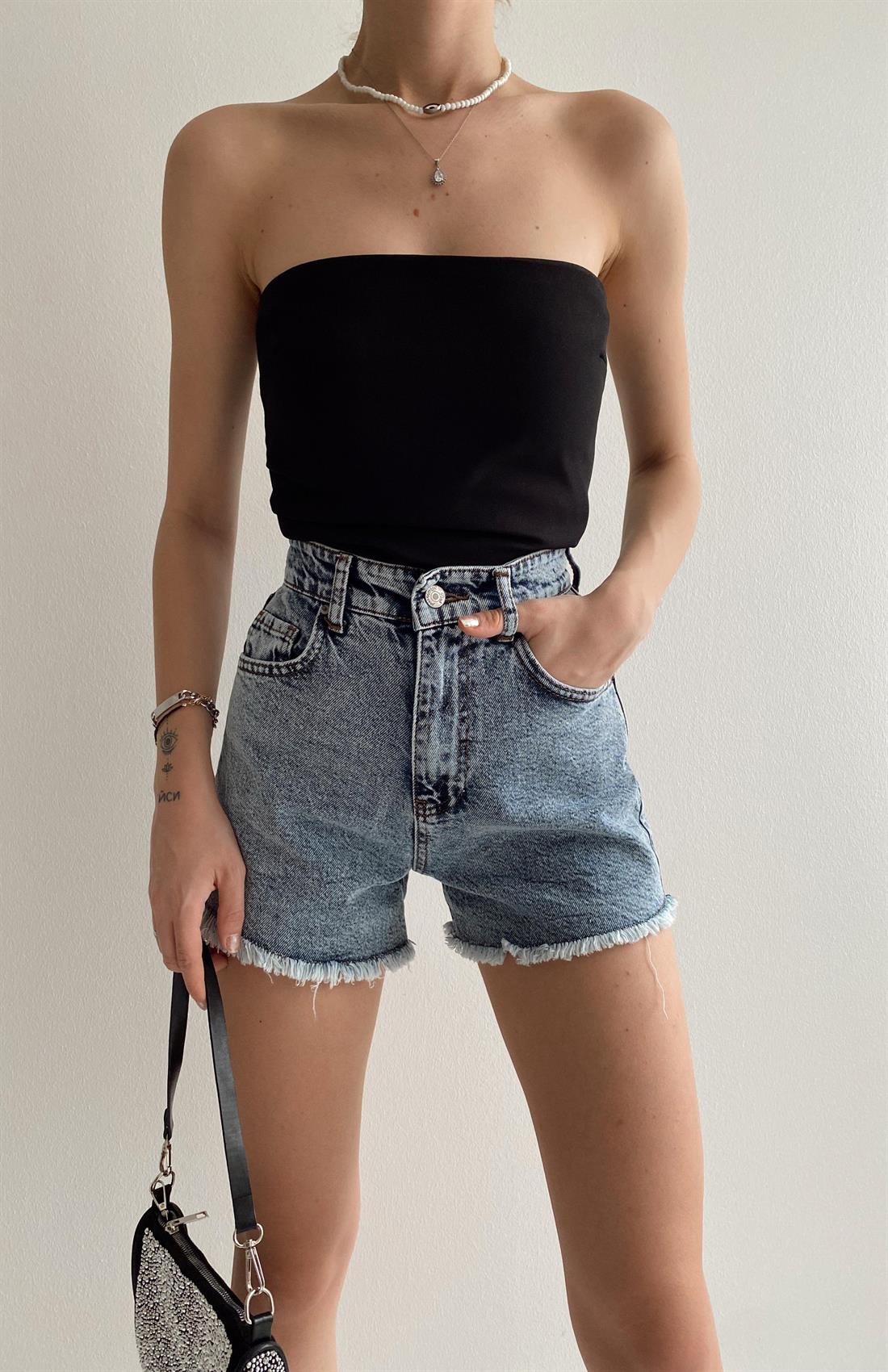 Straplez Bluz SİYAH